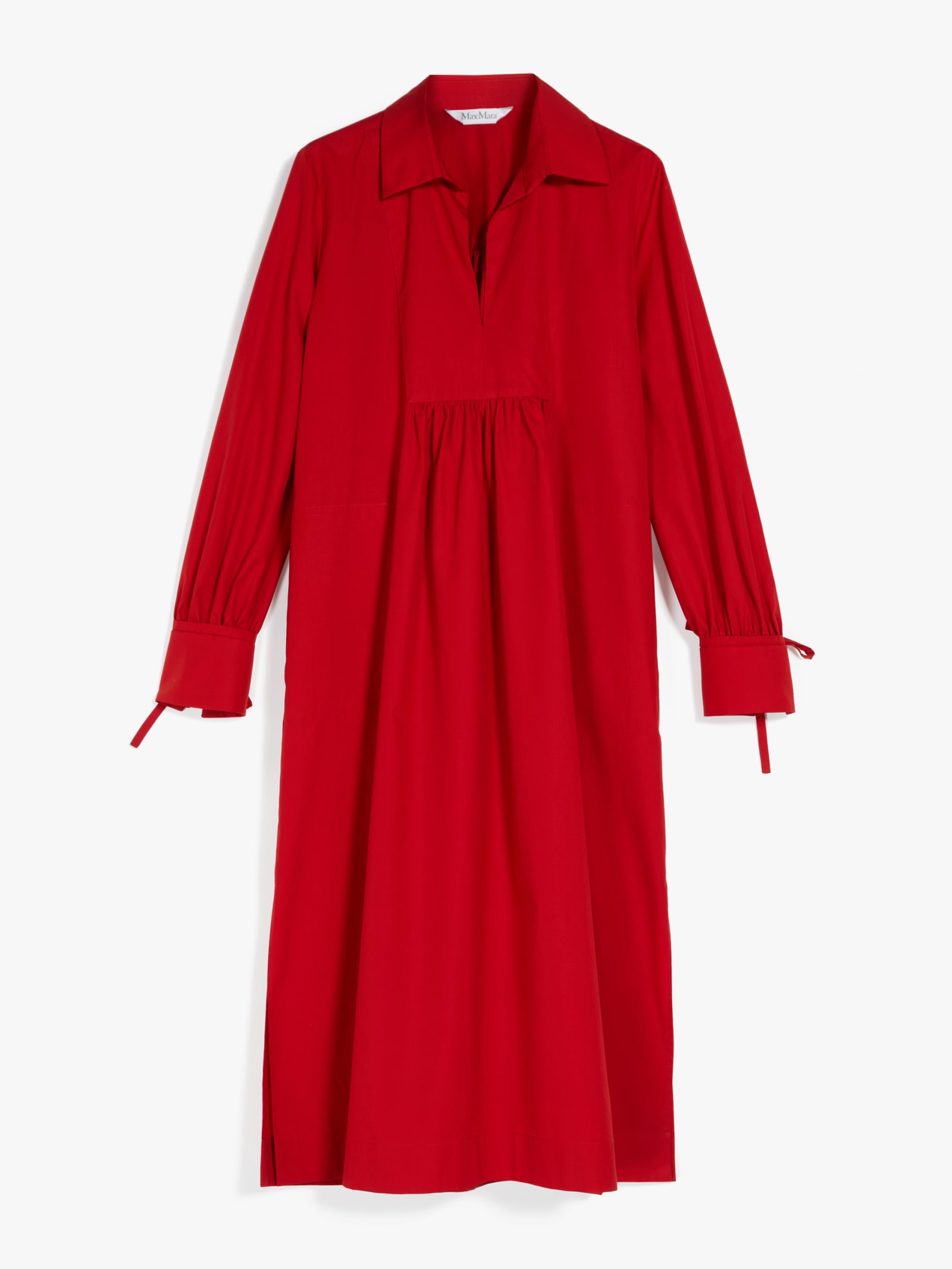 Shop Max Mara Collared Long-sleeved Dress In Rosso