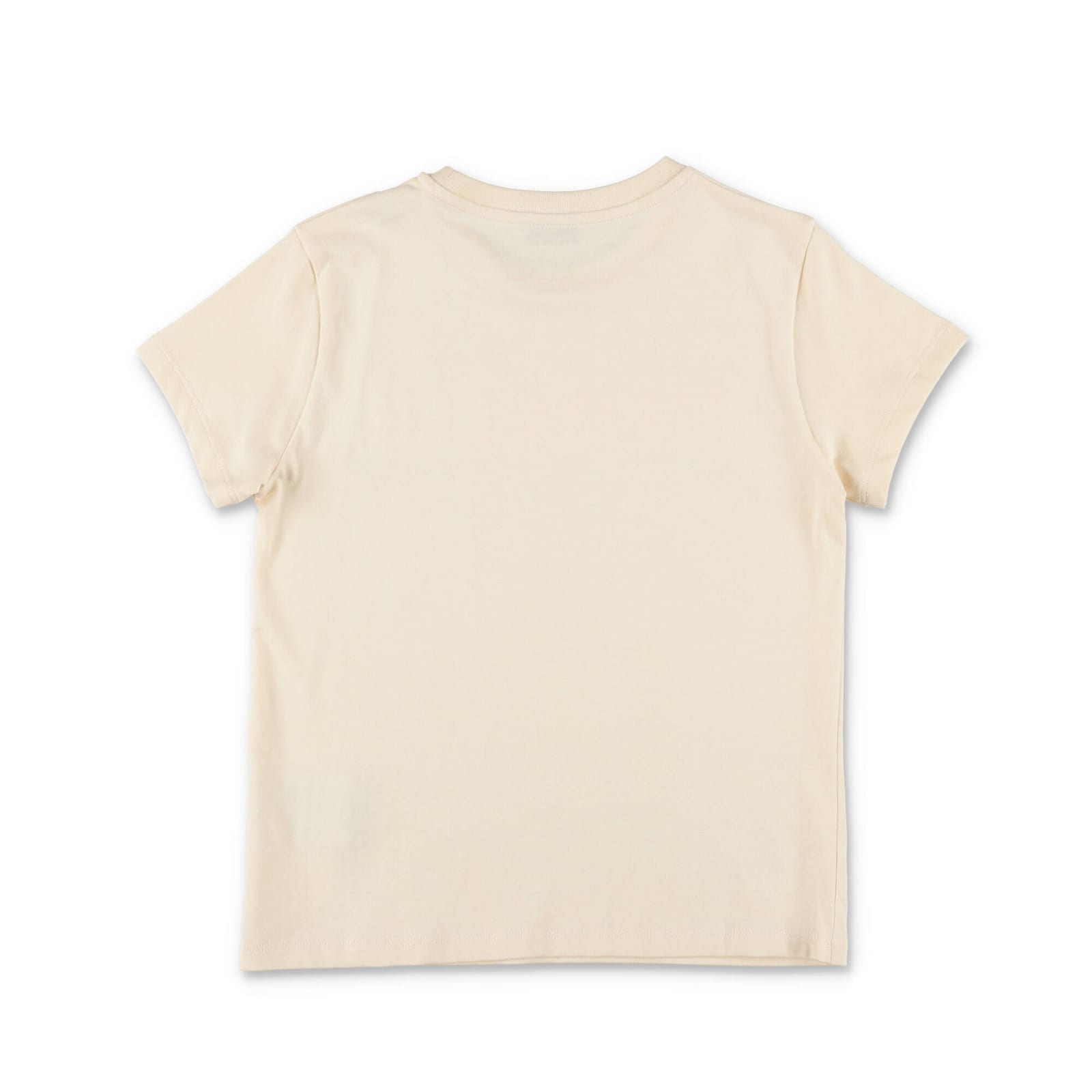 Shop Moncler T-shirt Crema In Jersey Di Cotone Bambina