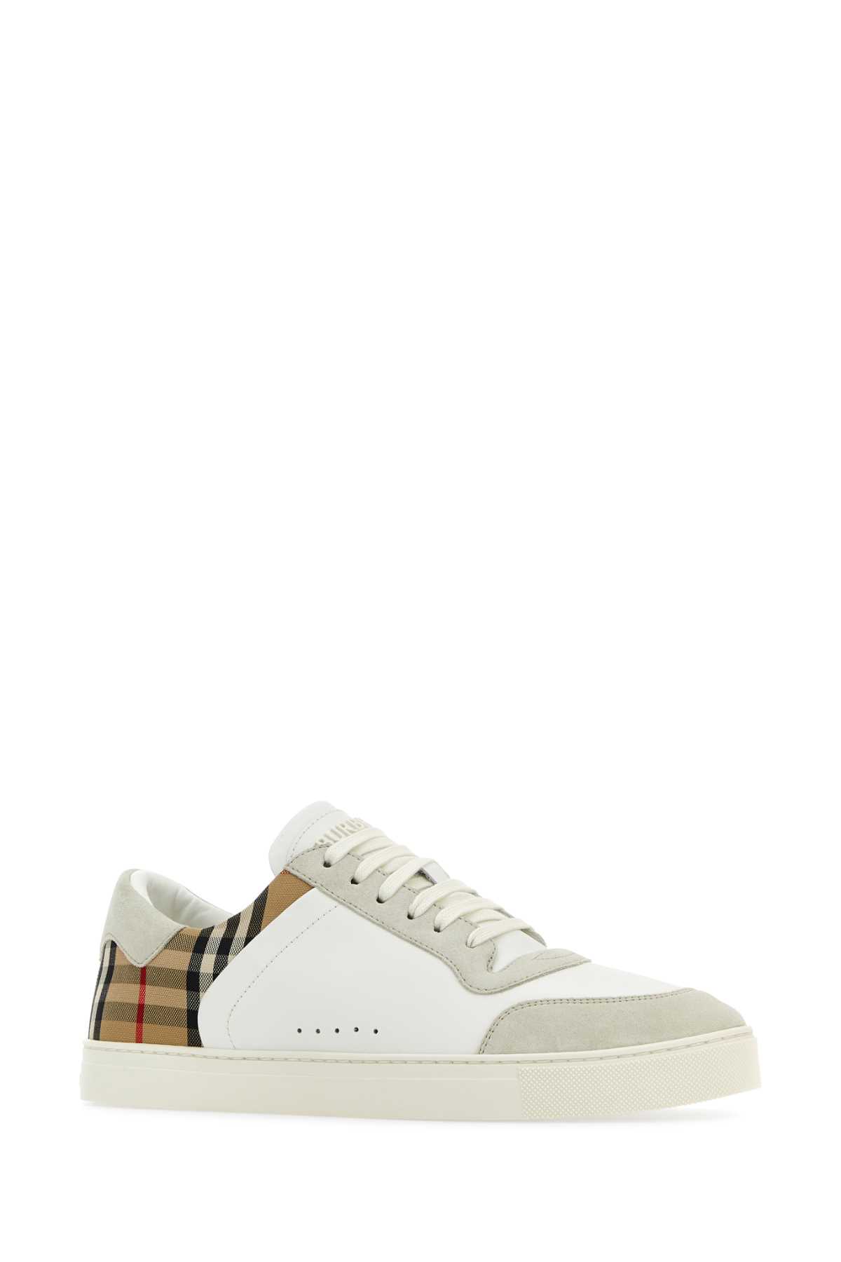 Shop Burberry Multicolor Suede And Leather Sneakers In Ntwhtarbeigeipchk