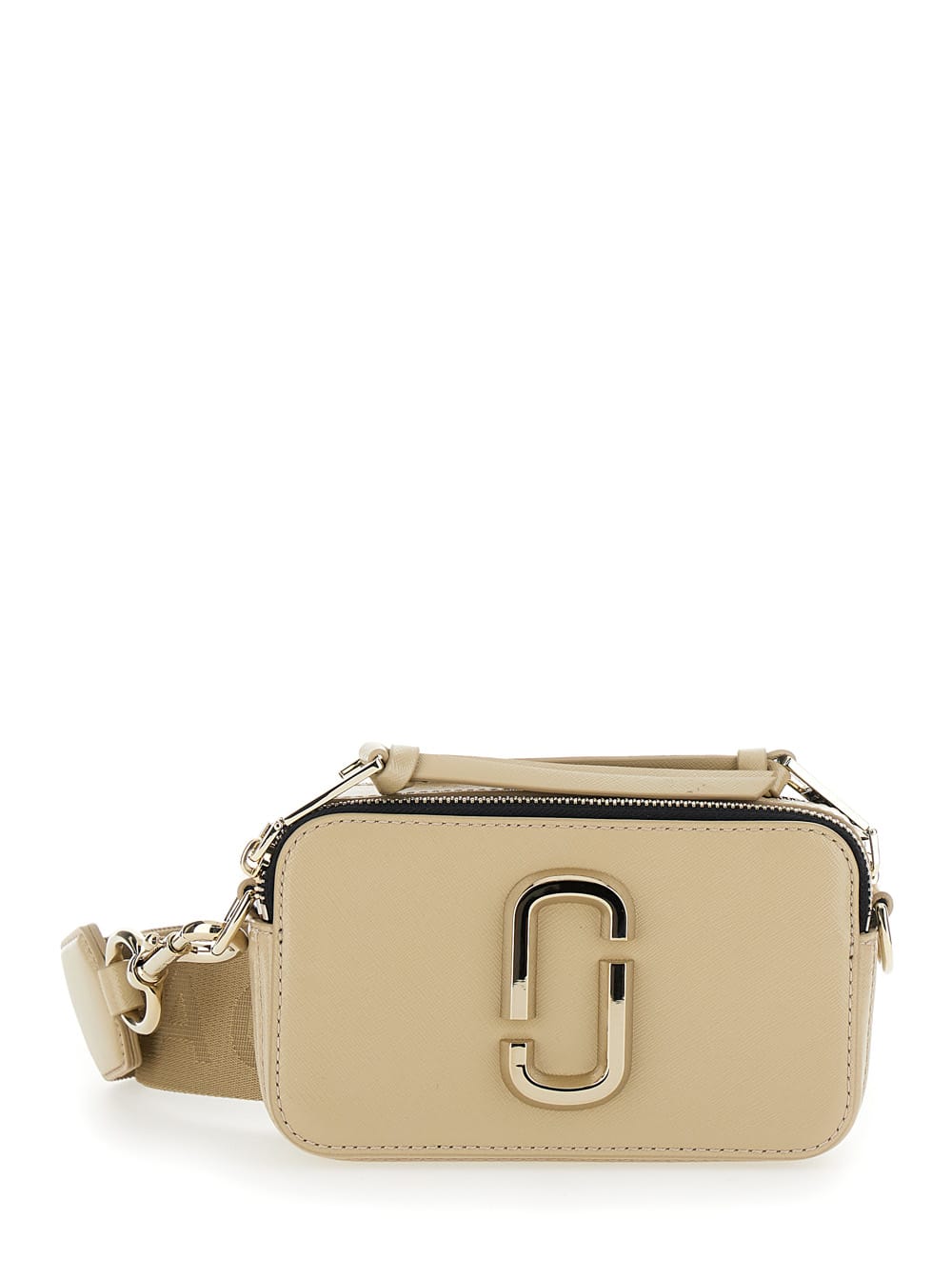 MARC JACOBS THE SNAPSHOT BEIGE SHOULDER BAG WITH METAL LOGO AT THE FRONT IN LEATHER WOMAN 