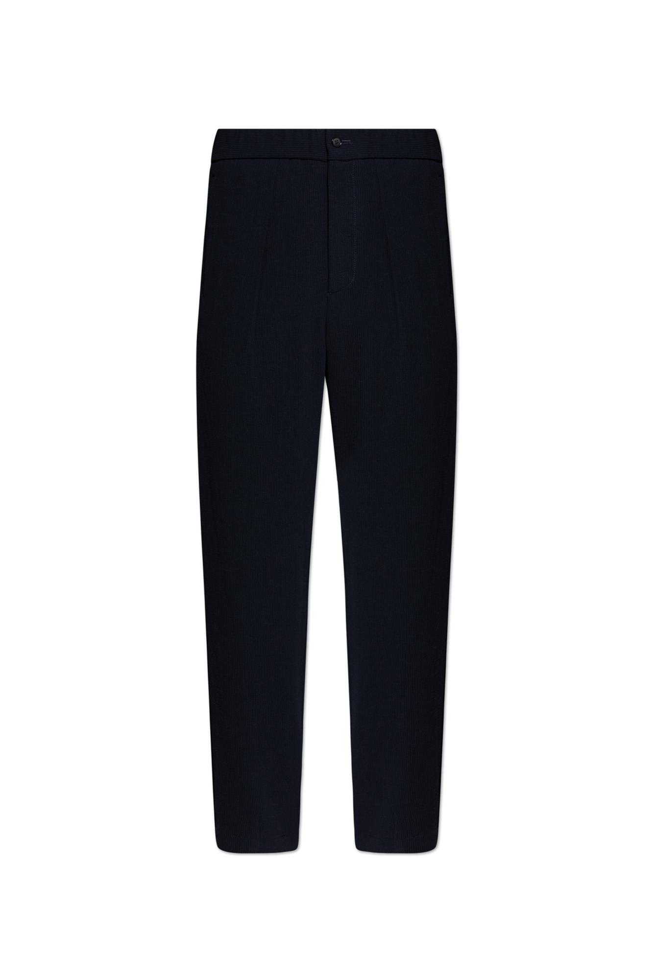 Shop Giorgio Armani Creased Trousers In Night Sky