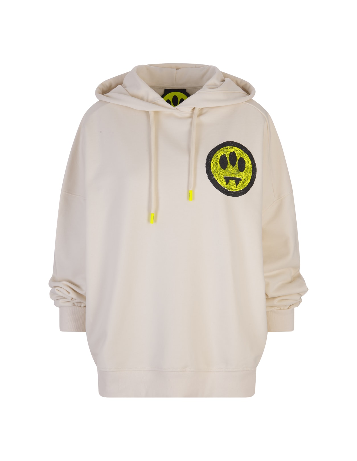 Woman Cream Hoodie With Front And Back Barrow Paint Print