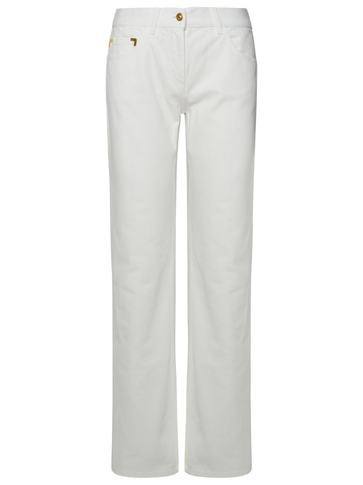 Shop Palm Angels White Cotton Jeans In Off White Off White (white)
