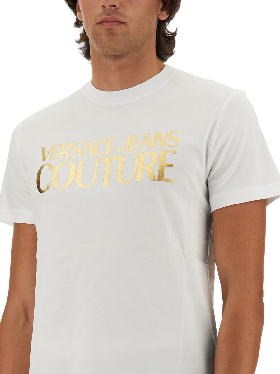 Shop Versace Jeans Couture T-shirt With Logo In White