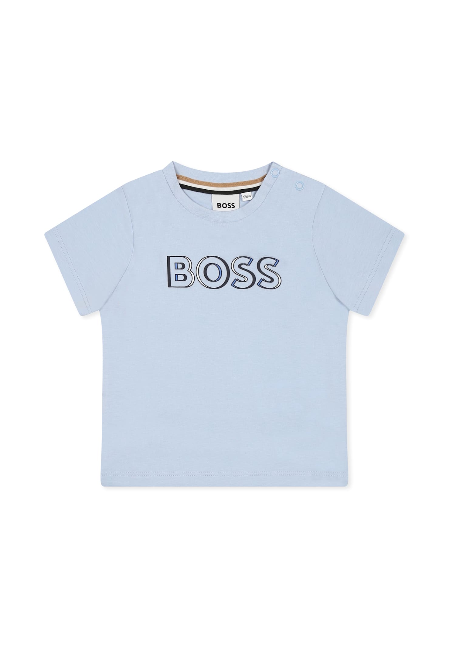 Hugo Boss Light Blue T-shirt For Baby Boy With Logo In Light Blue