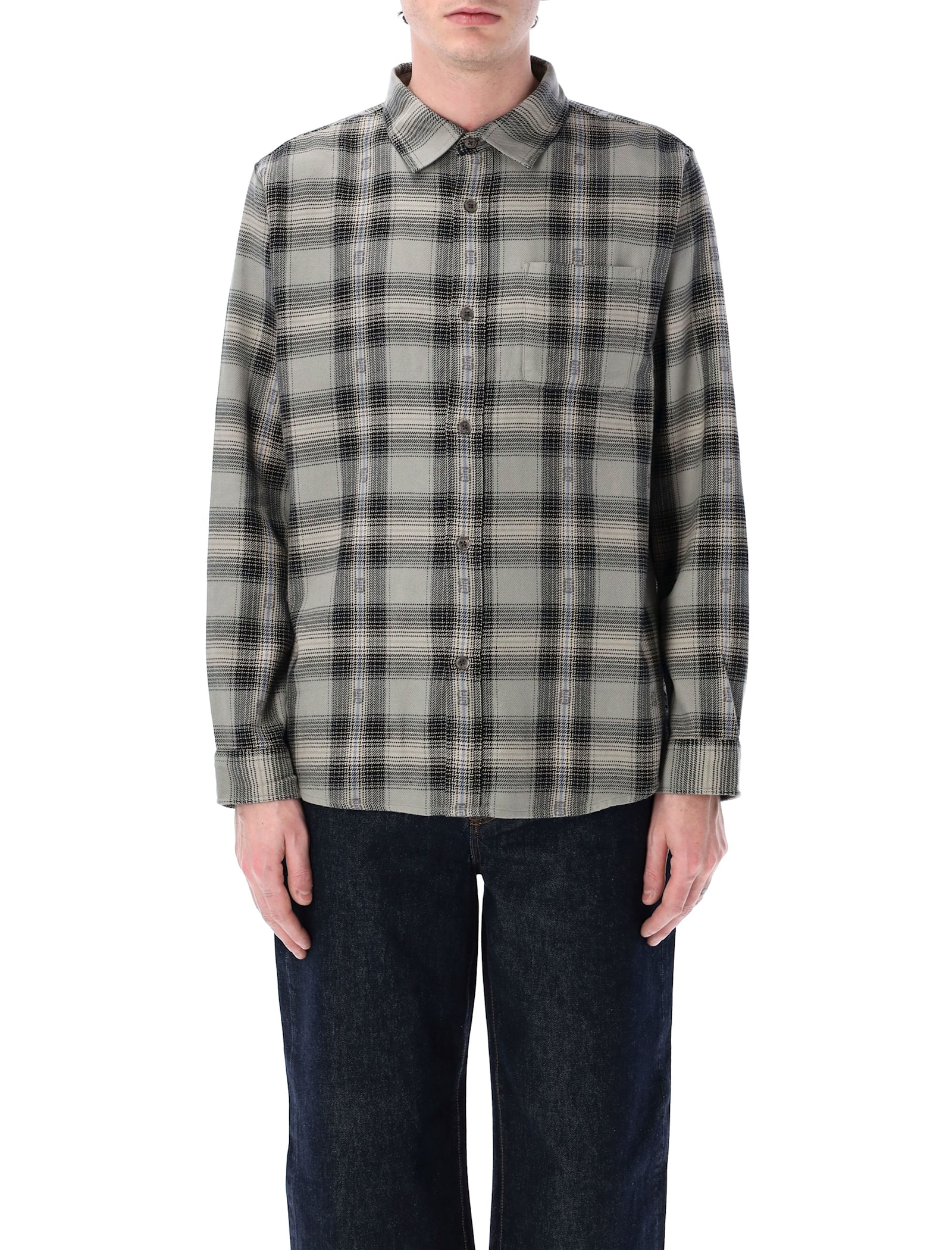 Stussy Motif Plaid Shirt In Gray