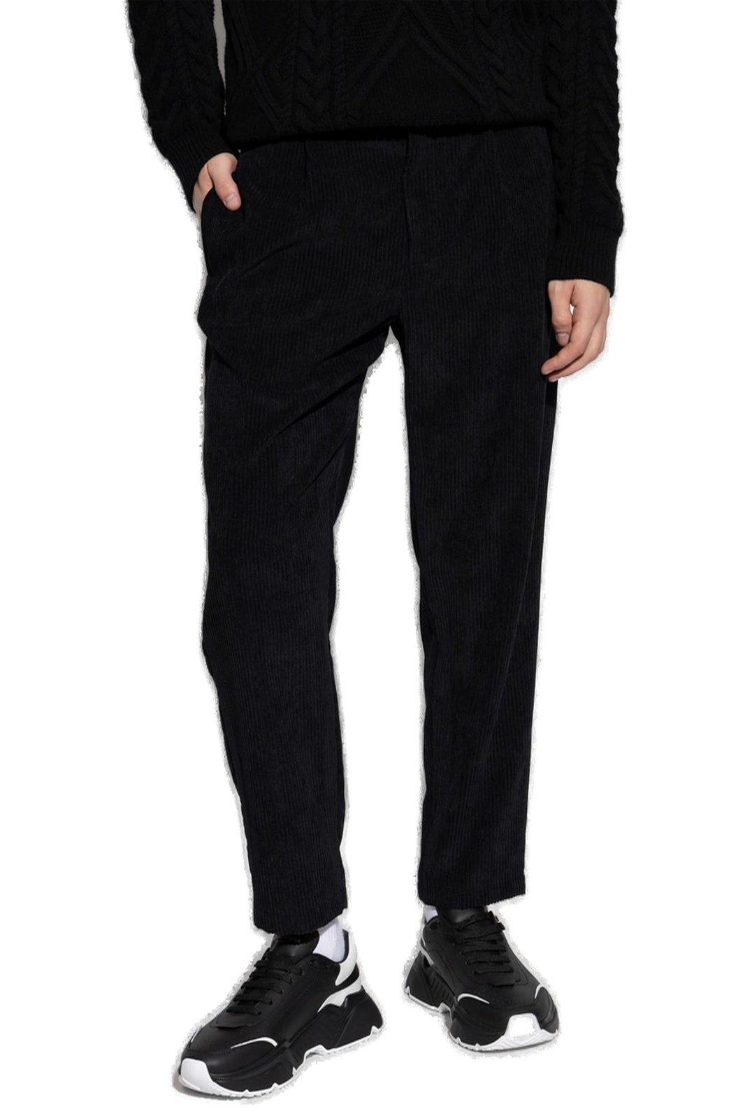 Shop Dolce & Gabbana Straight Leg Corduroy Pants In Nero