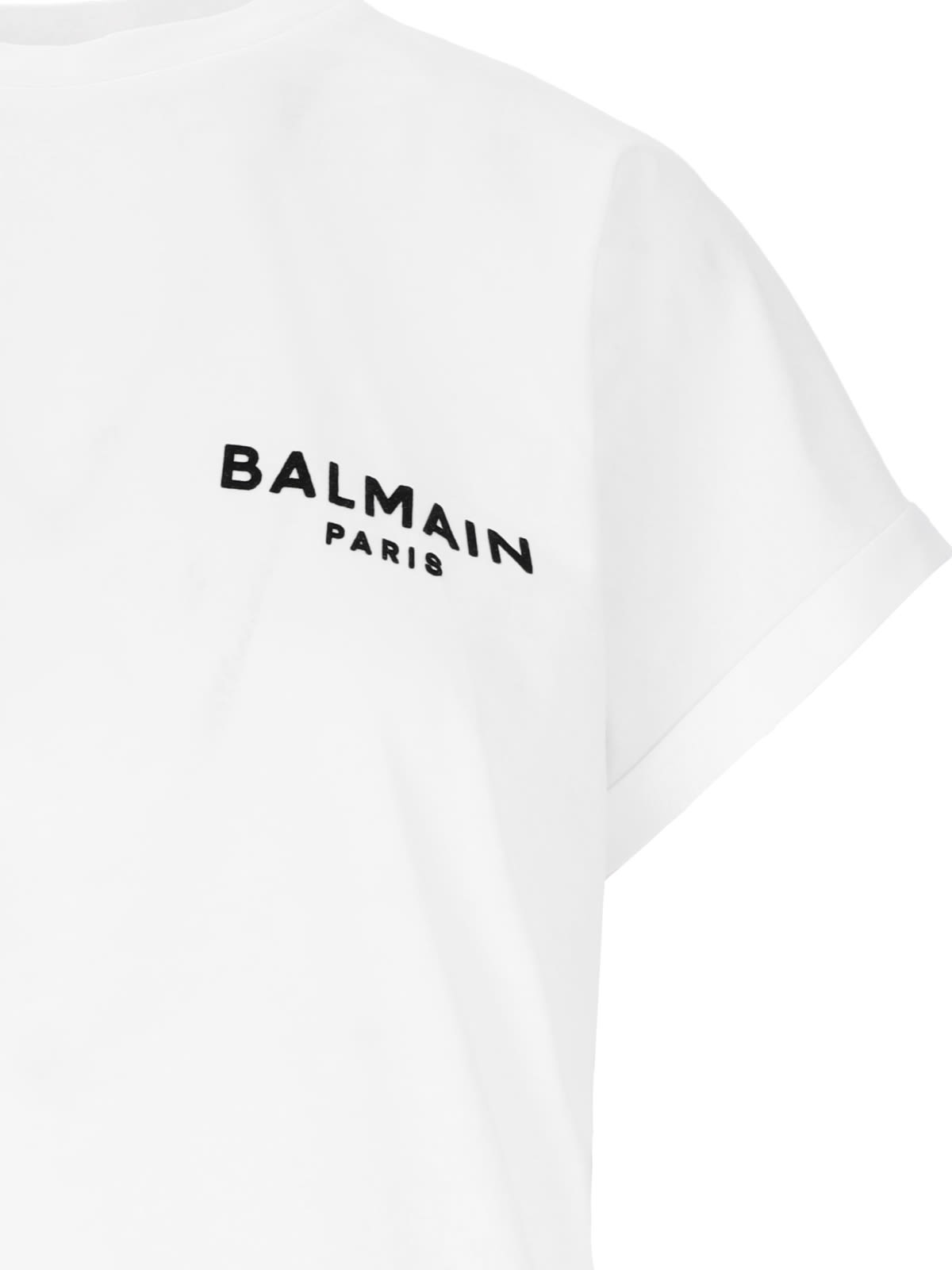 Shop Balmain Flocked T-shirt In White
