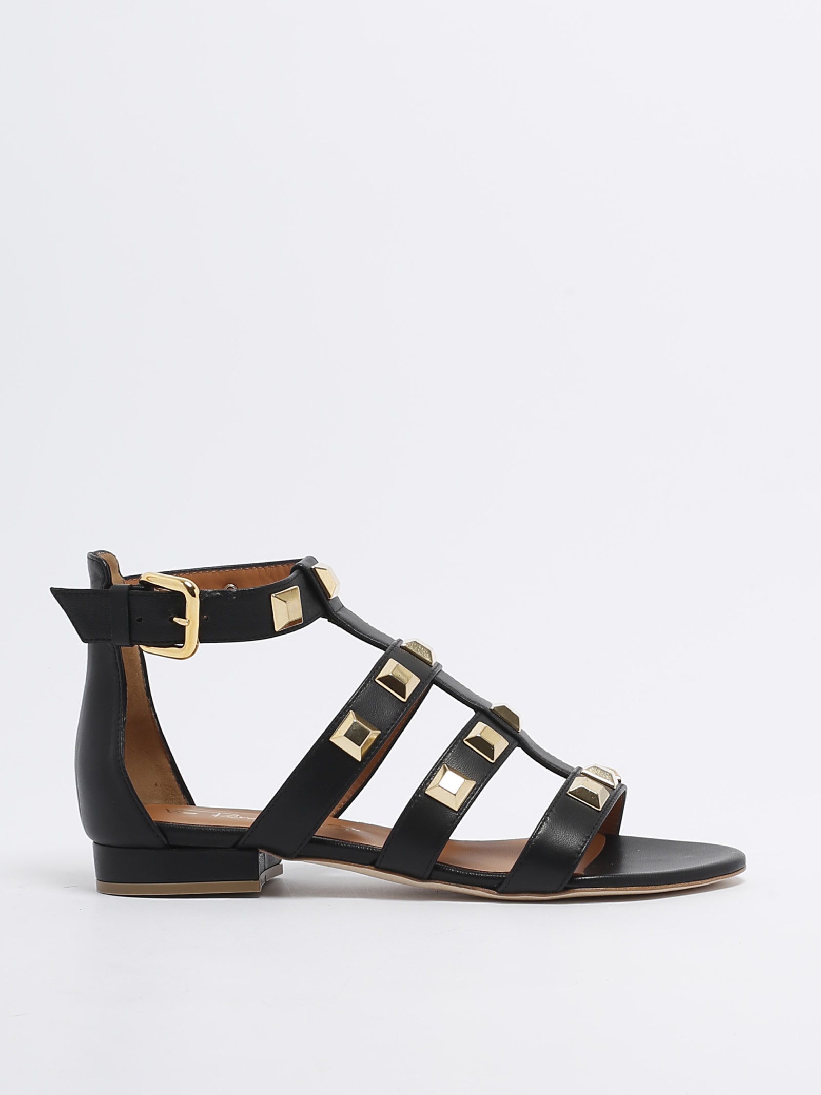 Shop Via Roma 15 Borchie Sandal In Nero