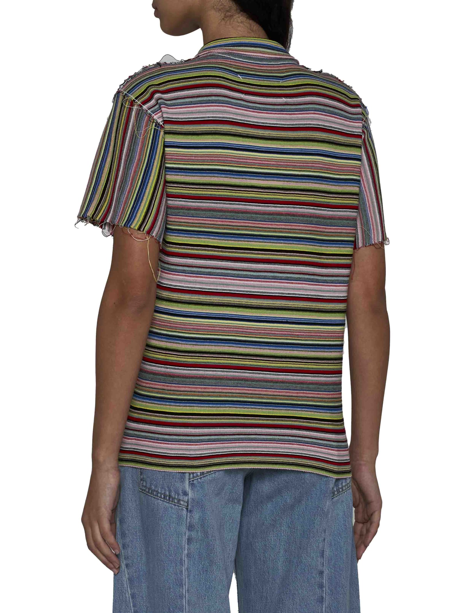 Shop Maison Margiela Polo Shirt In Stripes Color Mix