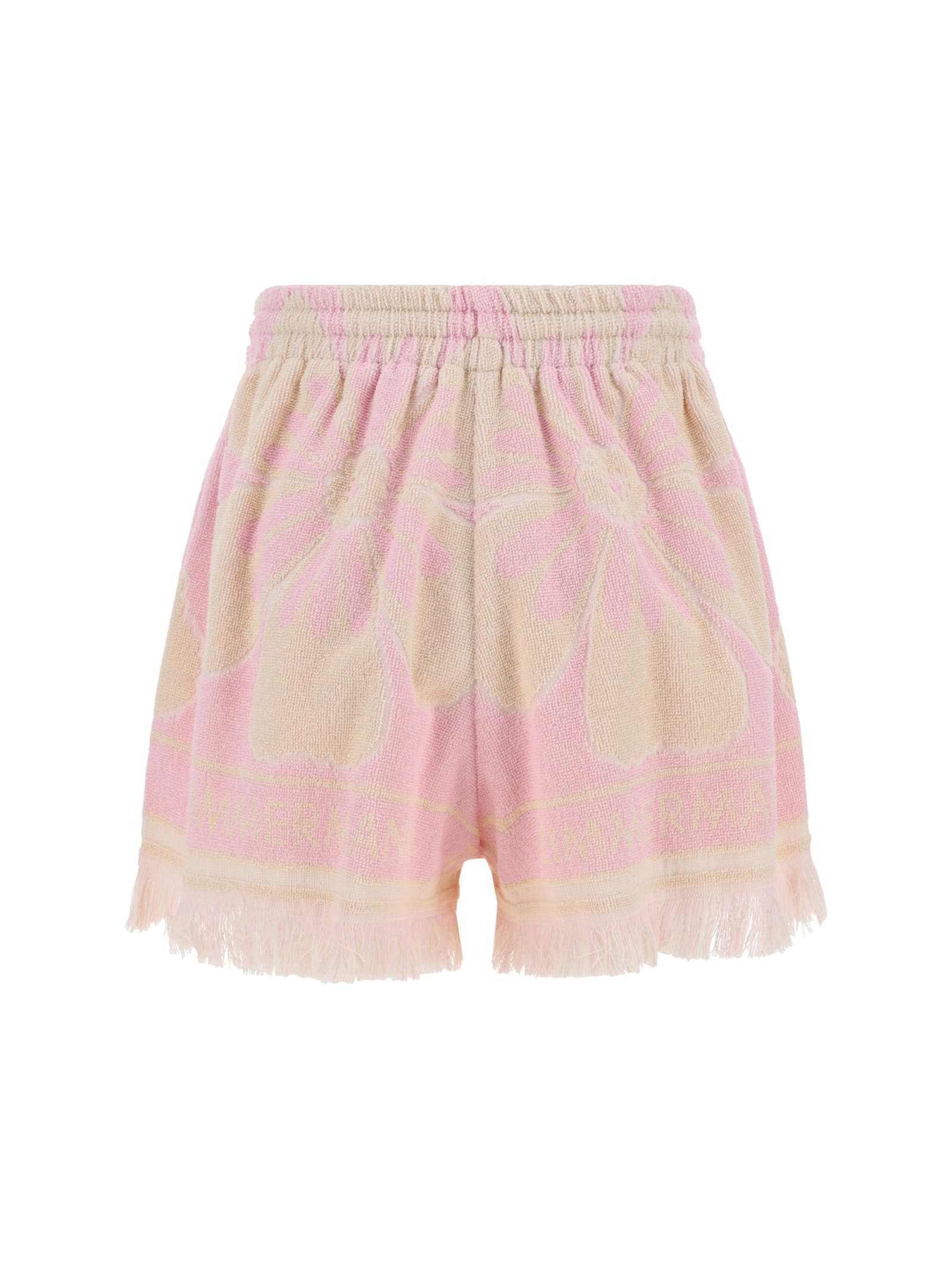 Shop Zimmermann The Pop Towelling Shorts In Pink/cream