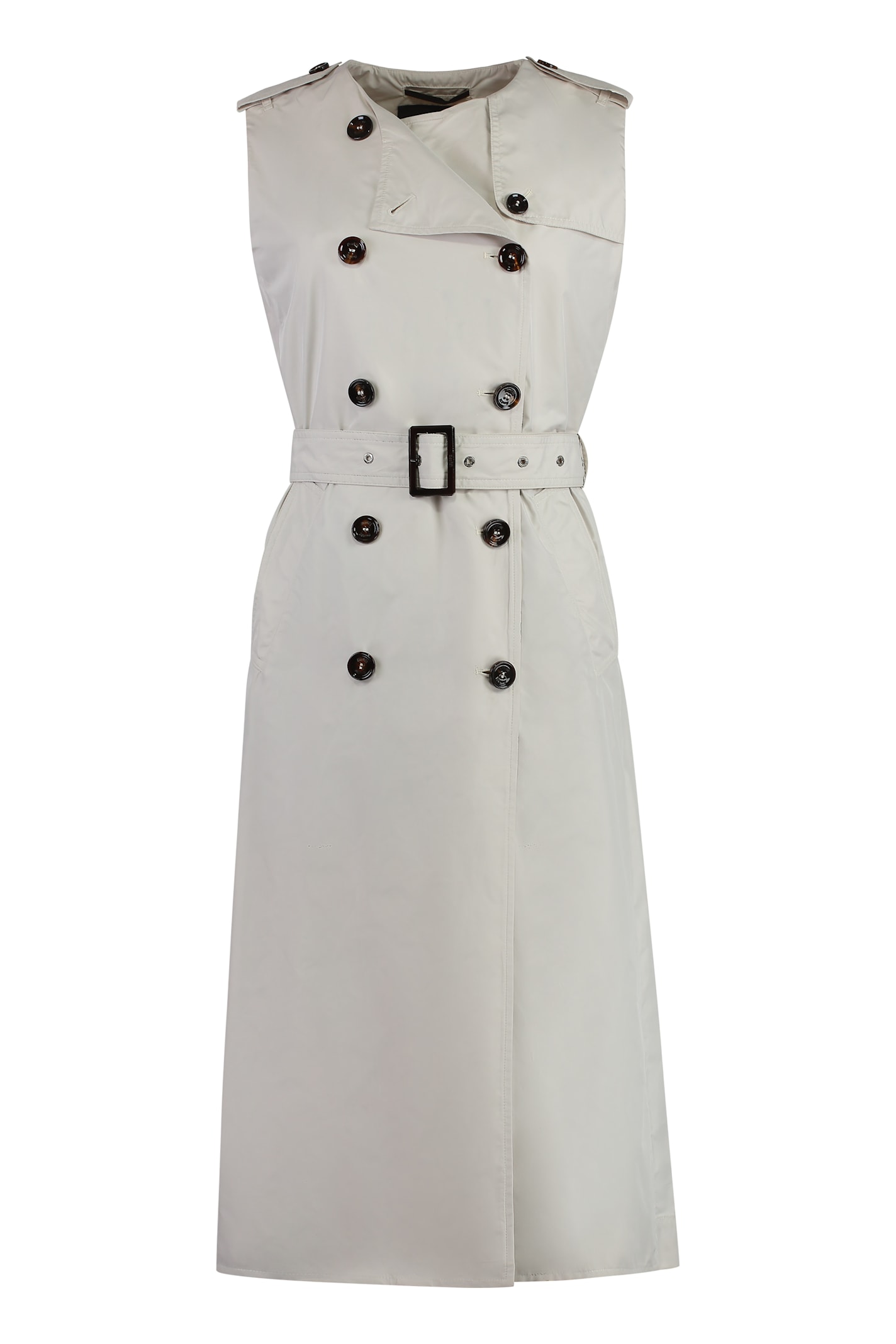 Moorer Aurelia Sleeveless Double-breasted Trench Coat In Neutral