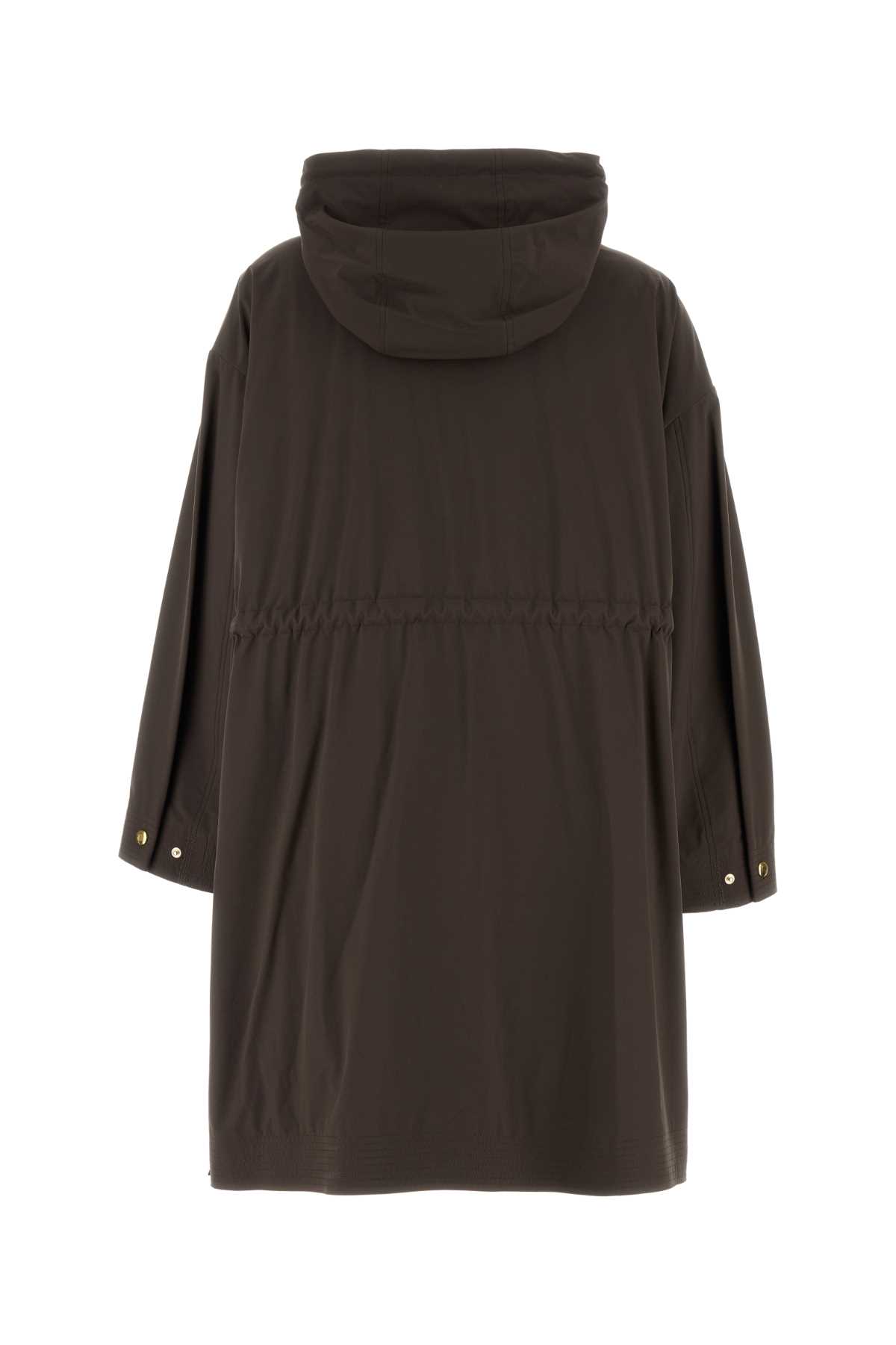 Moncler Nylon Parka Sainbel Drawstring Waist In Brown