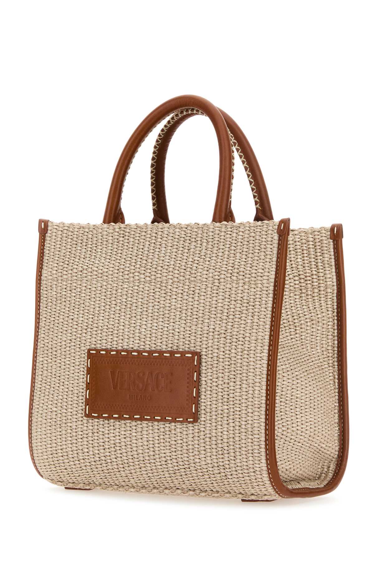 Shop Versace Raffia Small Athena Shopping Bag In 2kj8v