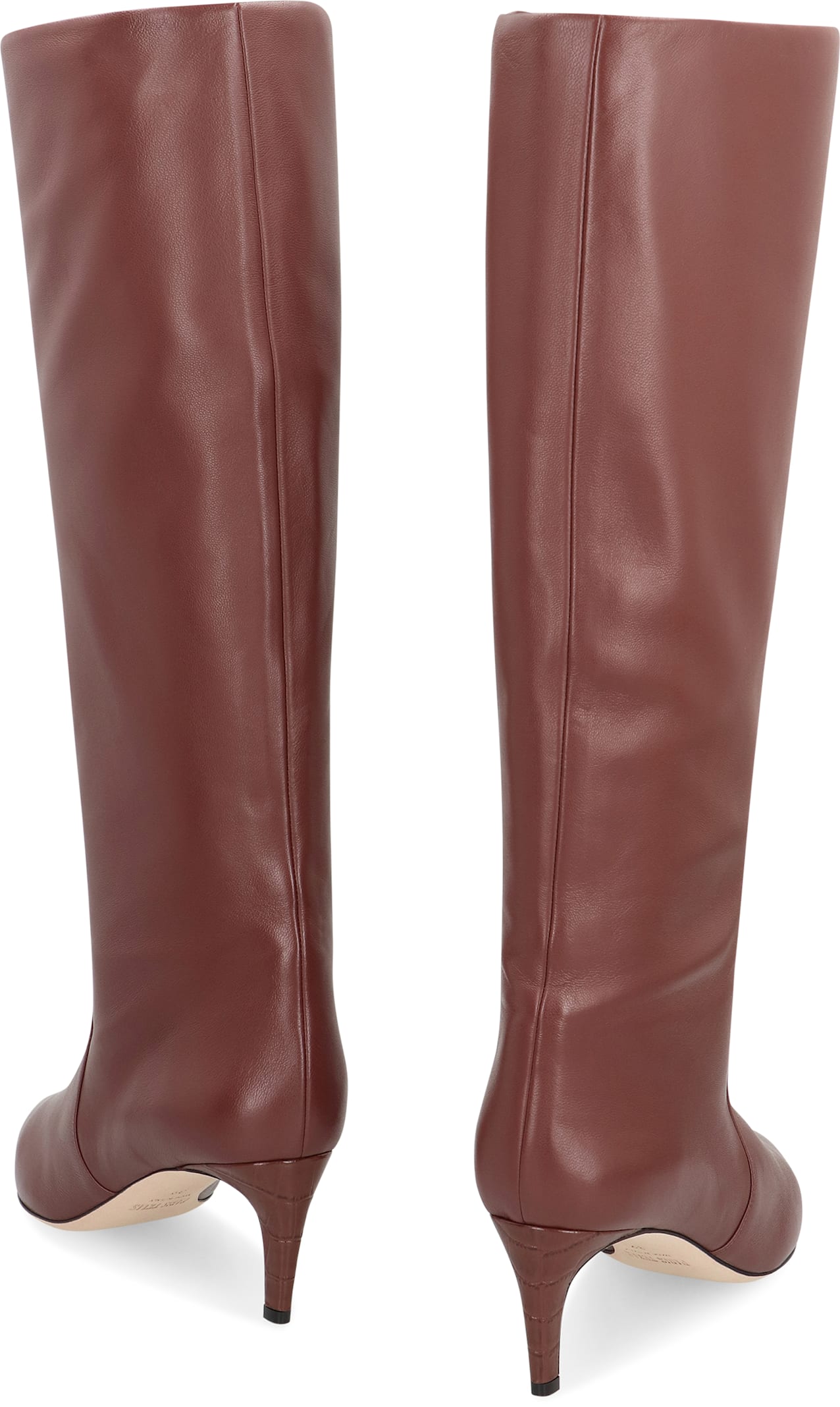 Paris Texas Pointed Knee-high Boots In Smooth Chocolate Leather In Brown