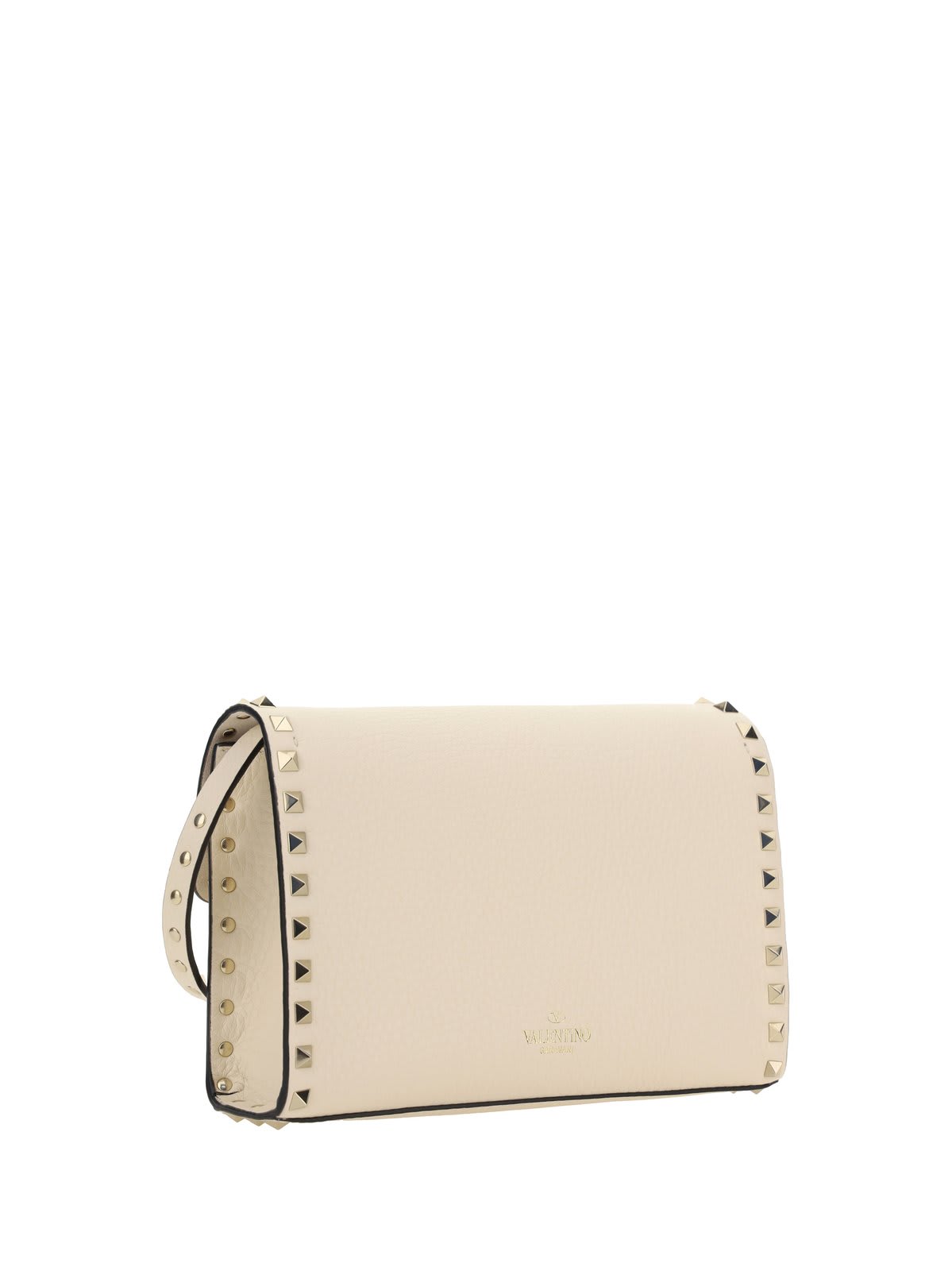 Shop Valentino Ivory Leather Small Rockstud Crossbody Bag In White