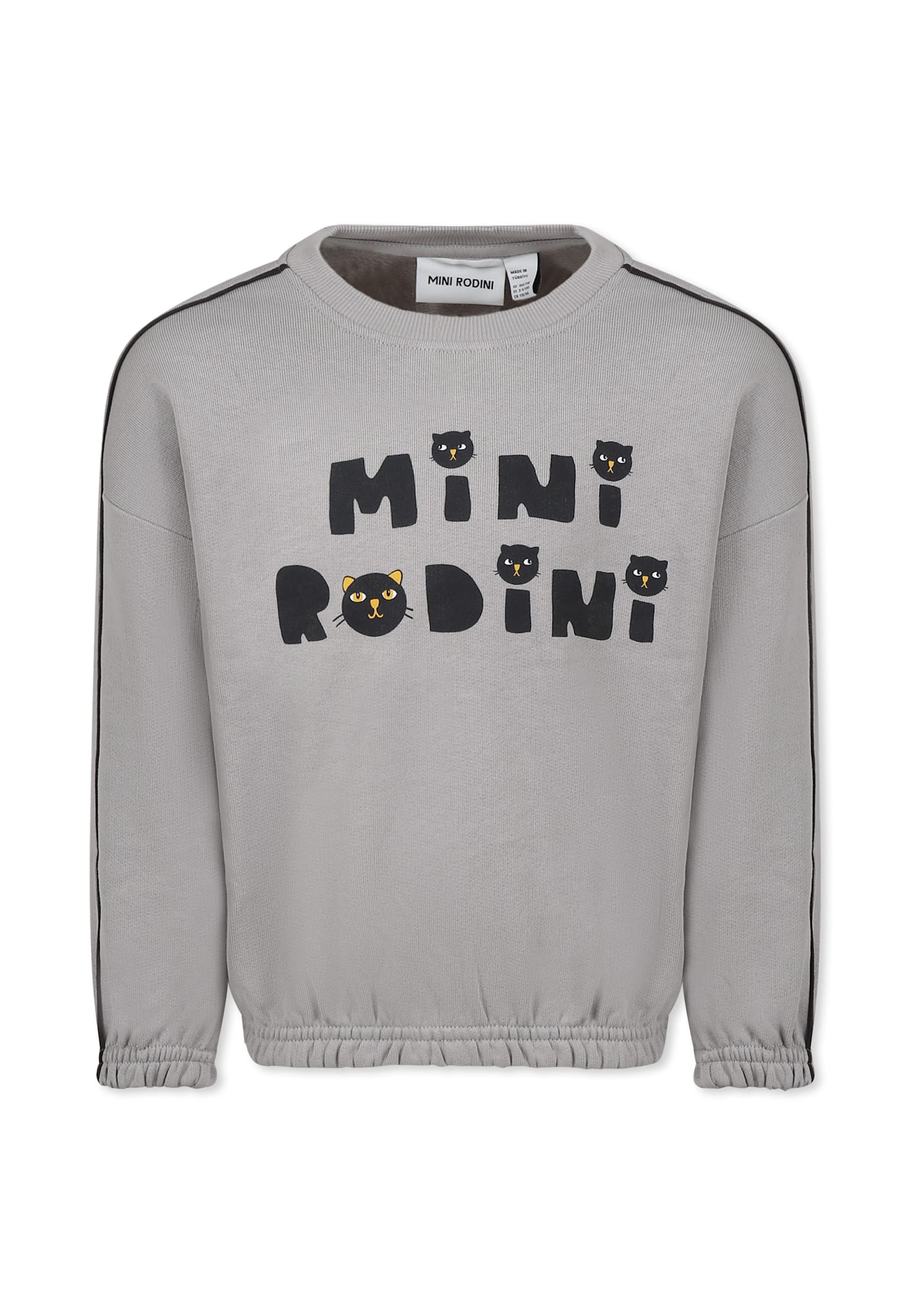 Shop Mini Rodini Grey Sweathirt For Kids With Cats