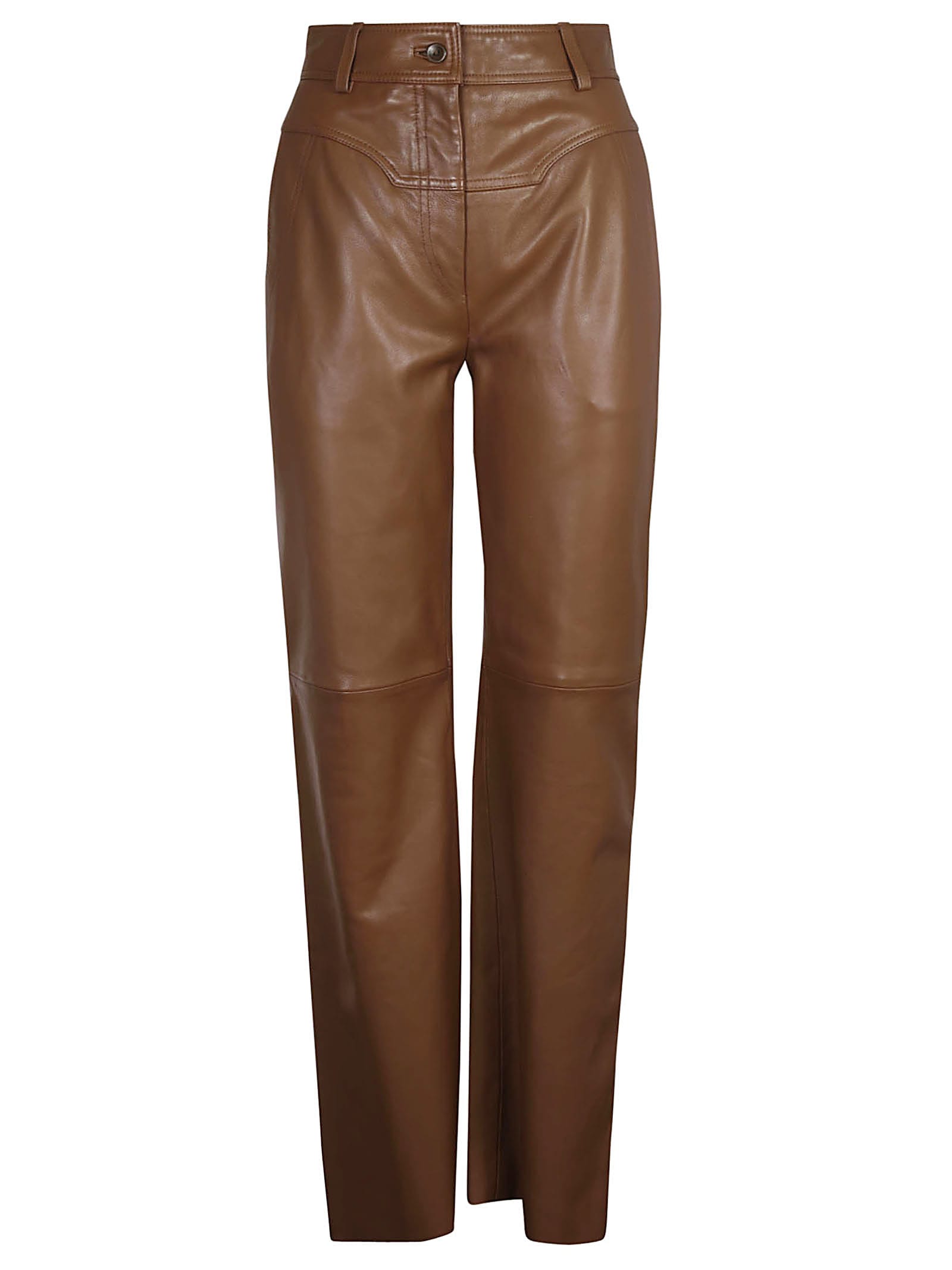 Alberta Ferretti Straight-leg Plain Leather Trousers