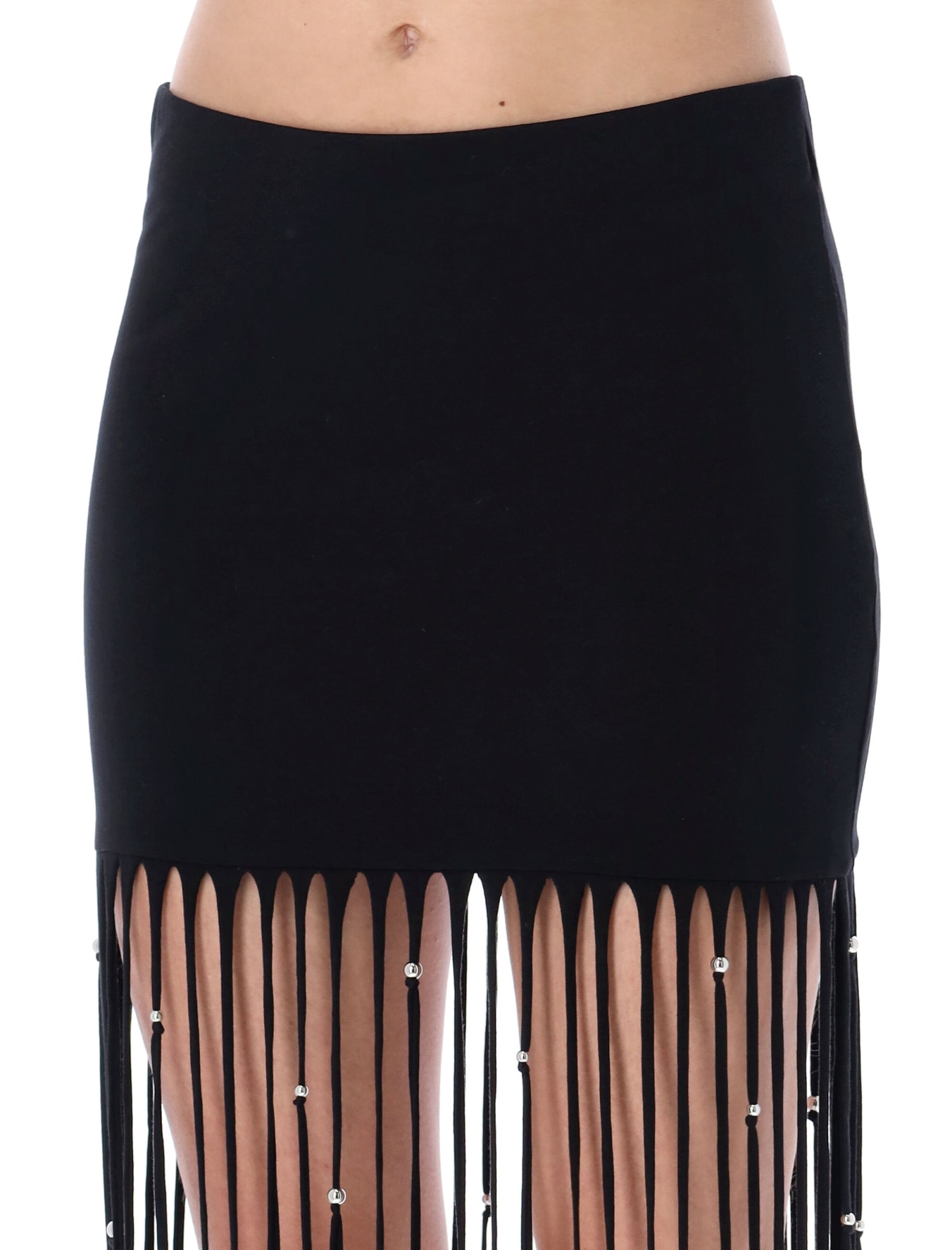 Shop Rotate Birger Christensen Noemi Fringed Skirt In Black