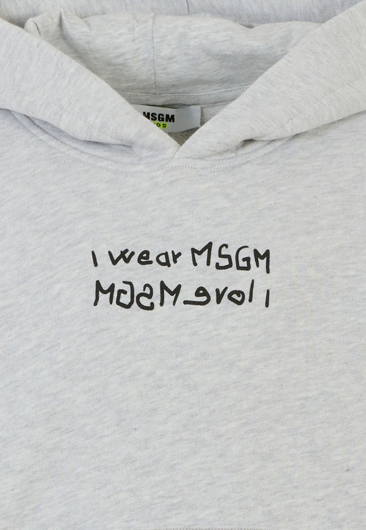 Msgm Grey Sweatshirt For Boy With Writing In Gray