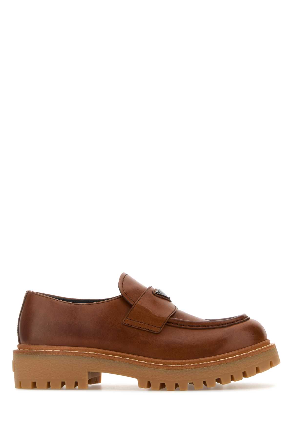 Prada Women Caramel Leather Lace-up Shoes In Cognac