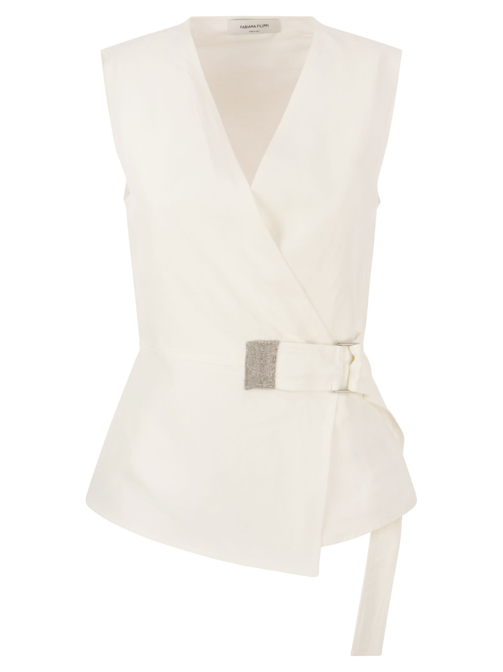Fabiana Filippi Embellished Wrap Blouse In Ivory