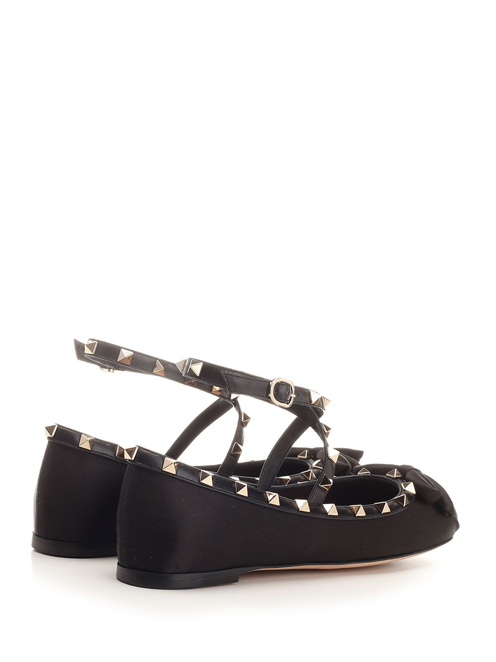 Shop Valentino Rockstud Flat Shoes In Black