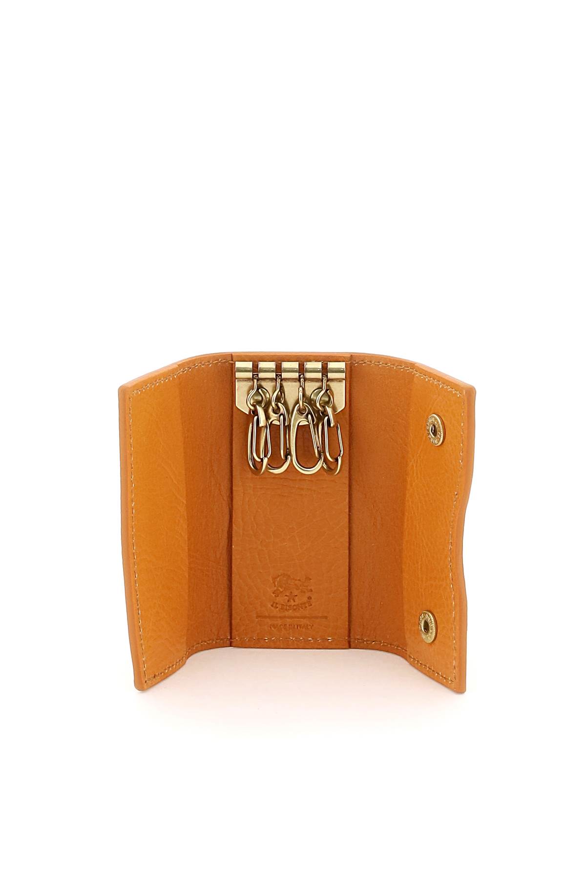 Shop Il Bisonte Leather Key Holder In Miele (brown)