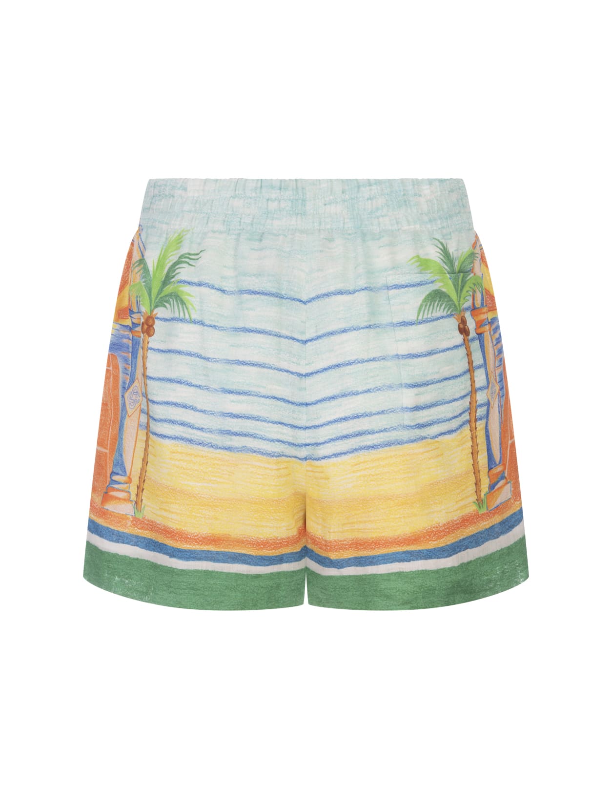 Shop Casablanca Day Of Victory Shorts In Linen In Multicolour