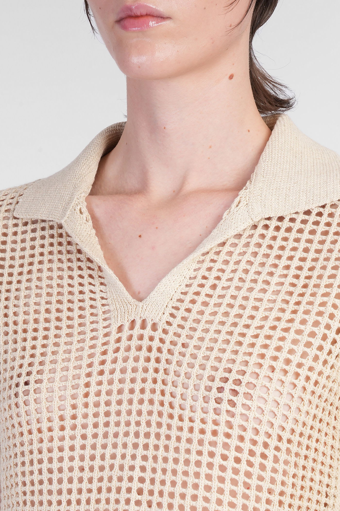 Mc2 Saint Barth Flora Polo In Beige Cotton In Neutral