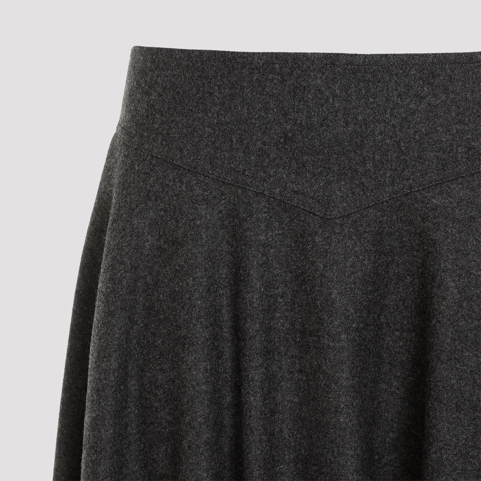 Shop Ralph Lauren Jannine Midi Wool Skirt In Medium Grey