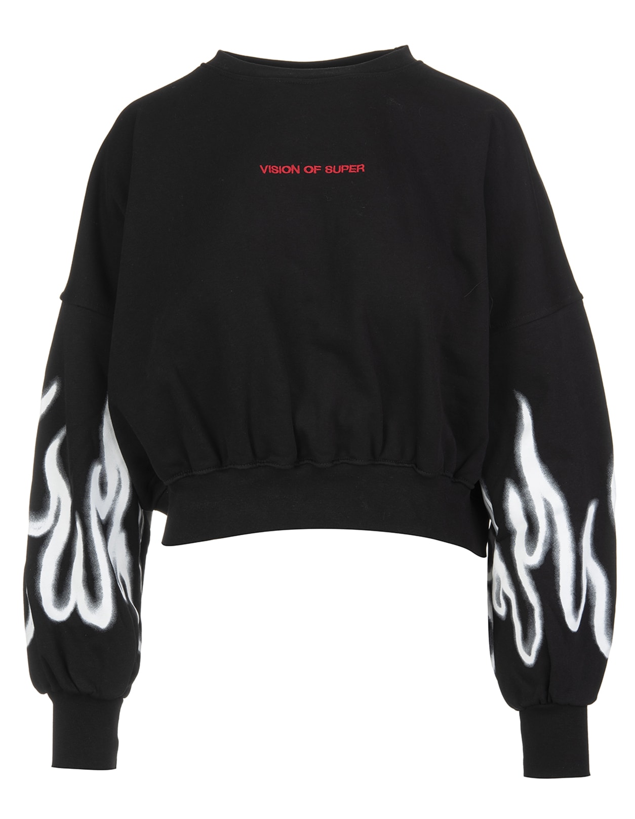 Vision of Super Woman Black Sweatshirt With White Spray Flames