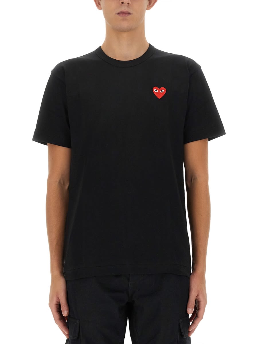 Shop Comme Des Garçons Play T-shirt With Logo Patch In Black