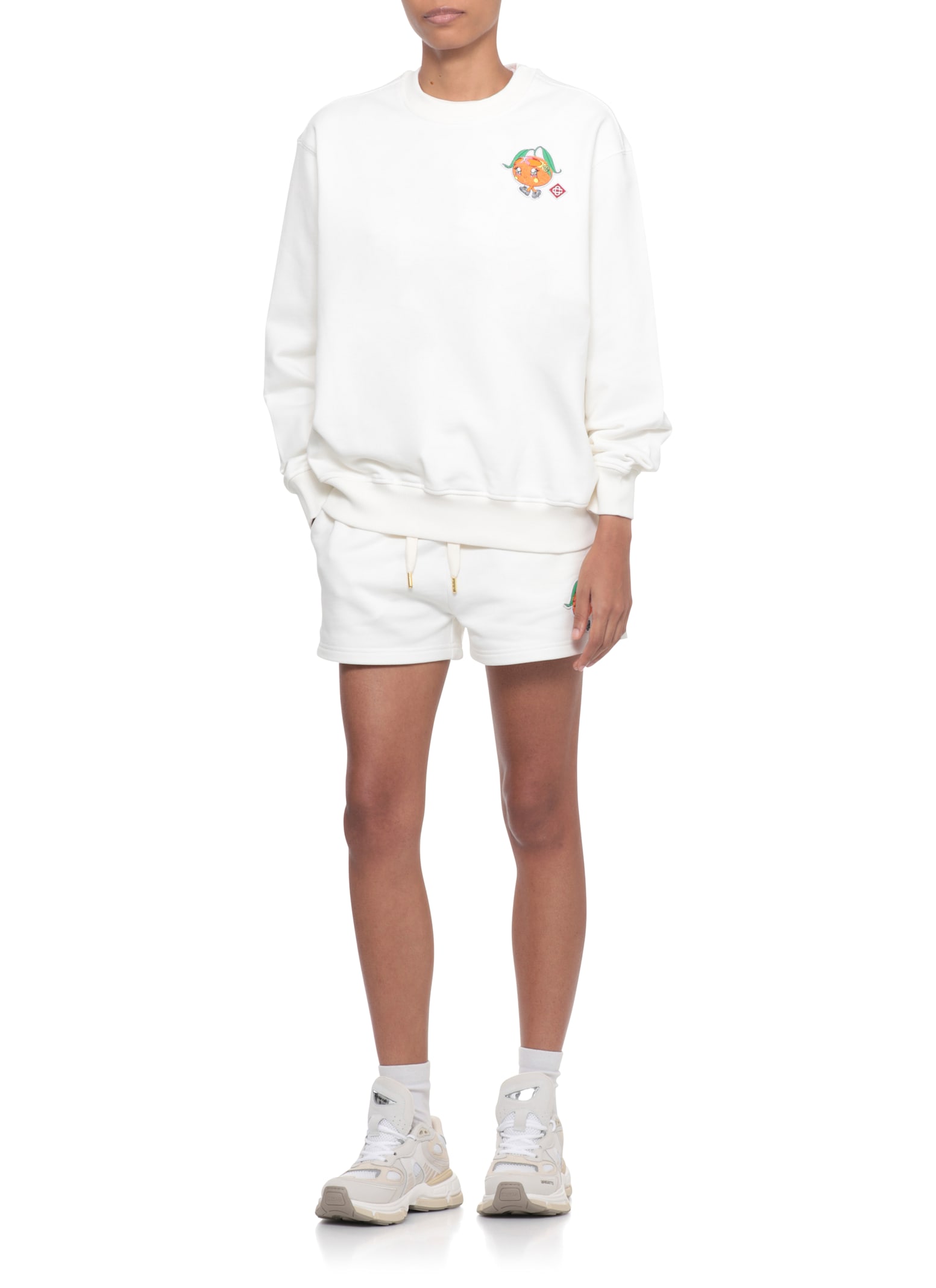 Casablanca White Cotton Sweatshirt With Contrasting Logo Patch In White