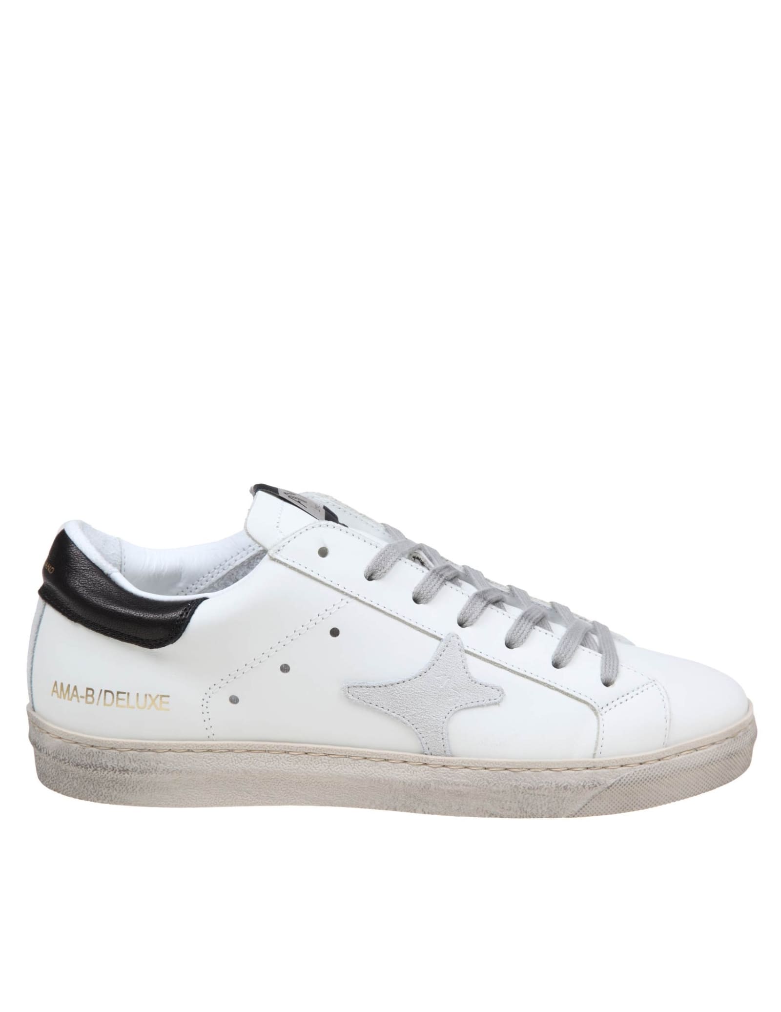 Shop Ama Brand Black And White Leather Sneakers In White/black