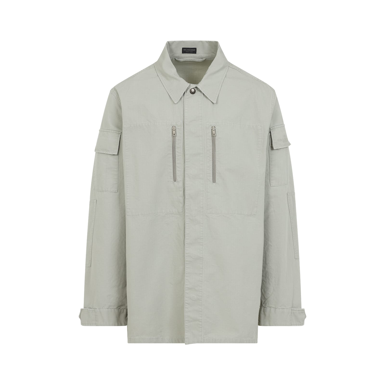 Balenciaga Men's Cotton Shirt Jacket In Military Beige