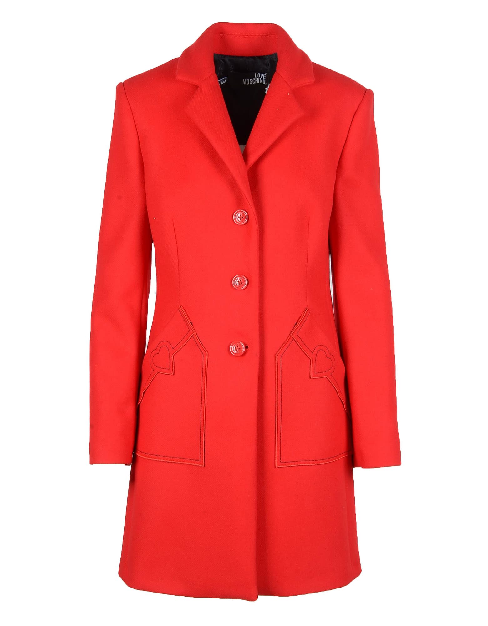 LOVE MOSCHINO WOMENS RED COAT