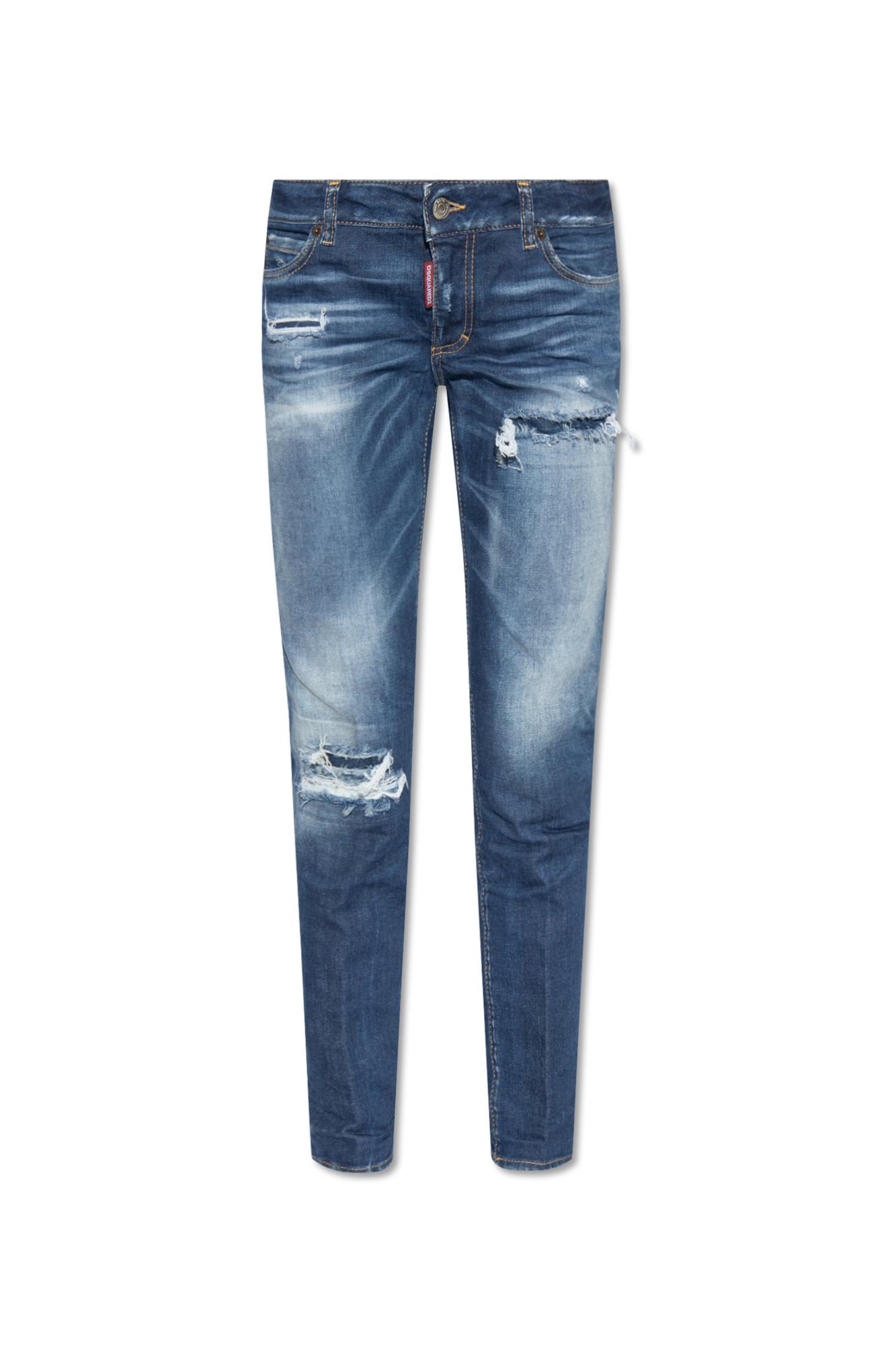 Shop Dsquared2 Medium Waist Jennifer Jeans In Blue