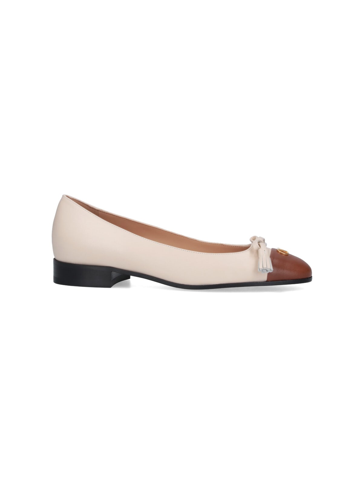 Valentino Garavani Valet Du Roi Kidskin Ballerina 25mm Woman Butter/tobacco 42 In Neutral