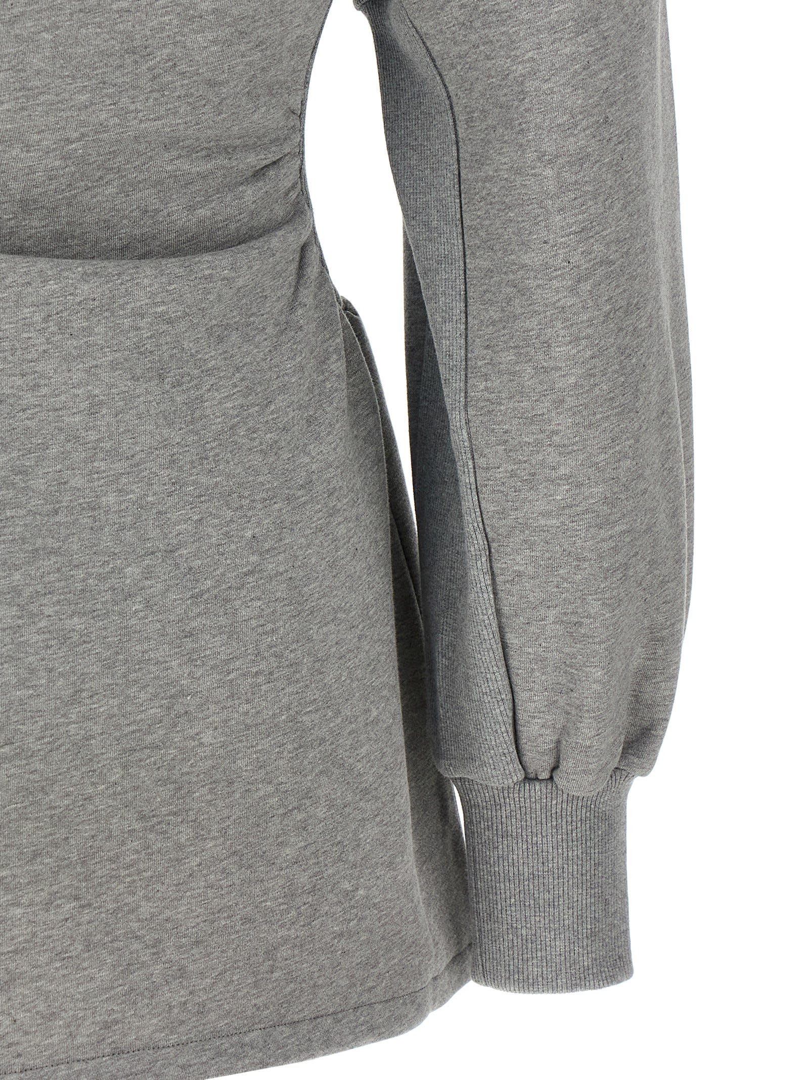 Attico Grey Mini Dress With V Neck And Logo Lettering On The Front In Gray
