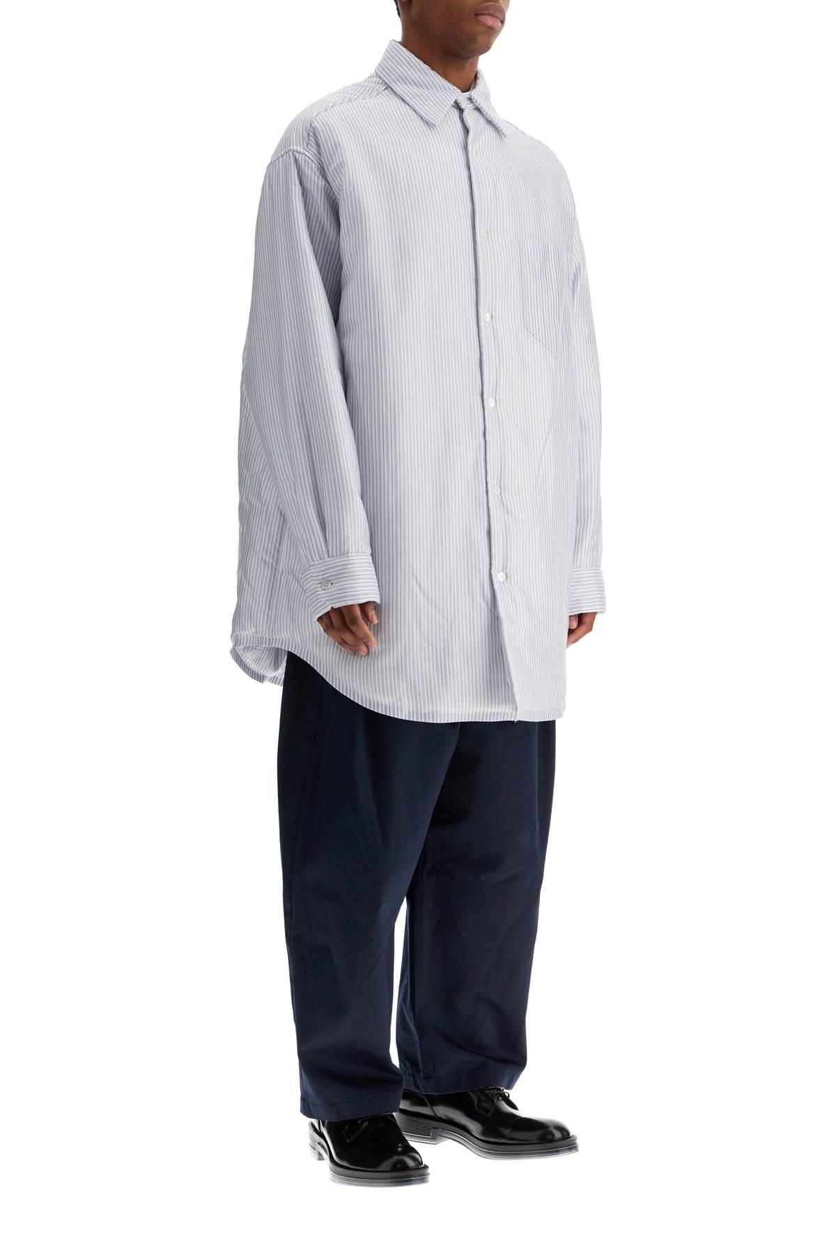 MAISON MARGIELA STRIPED PADDED OVERSHIRT WITH 