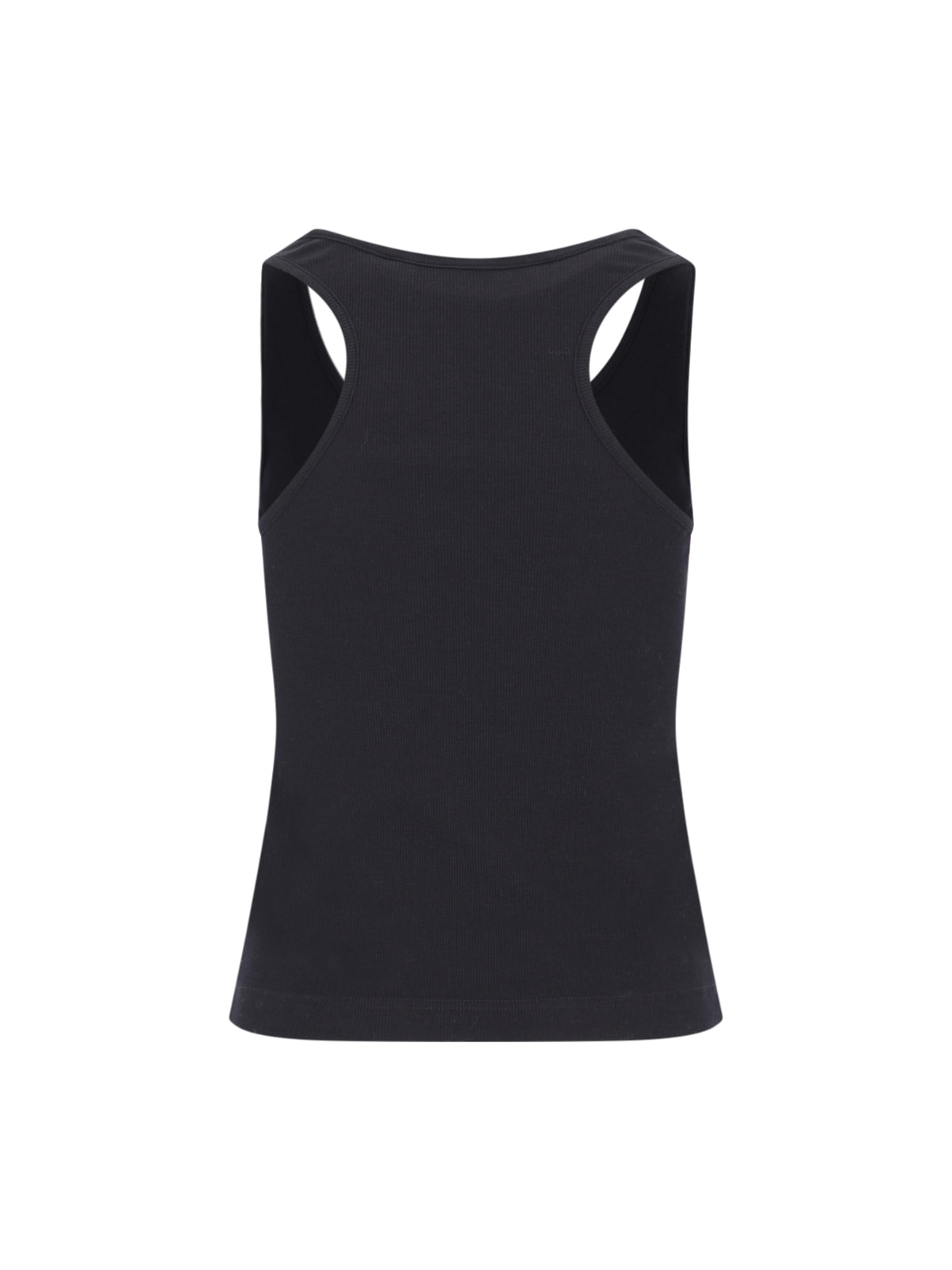 Palm Angels Logo Embroidered Ribbed Tank Top In Black