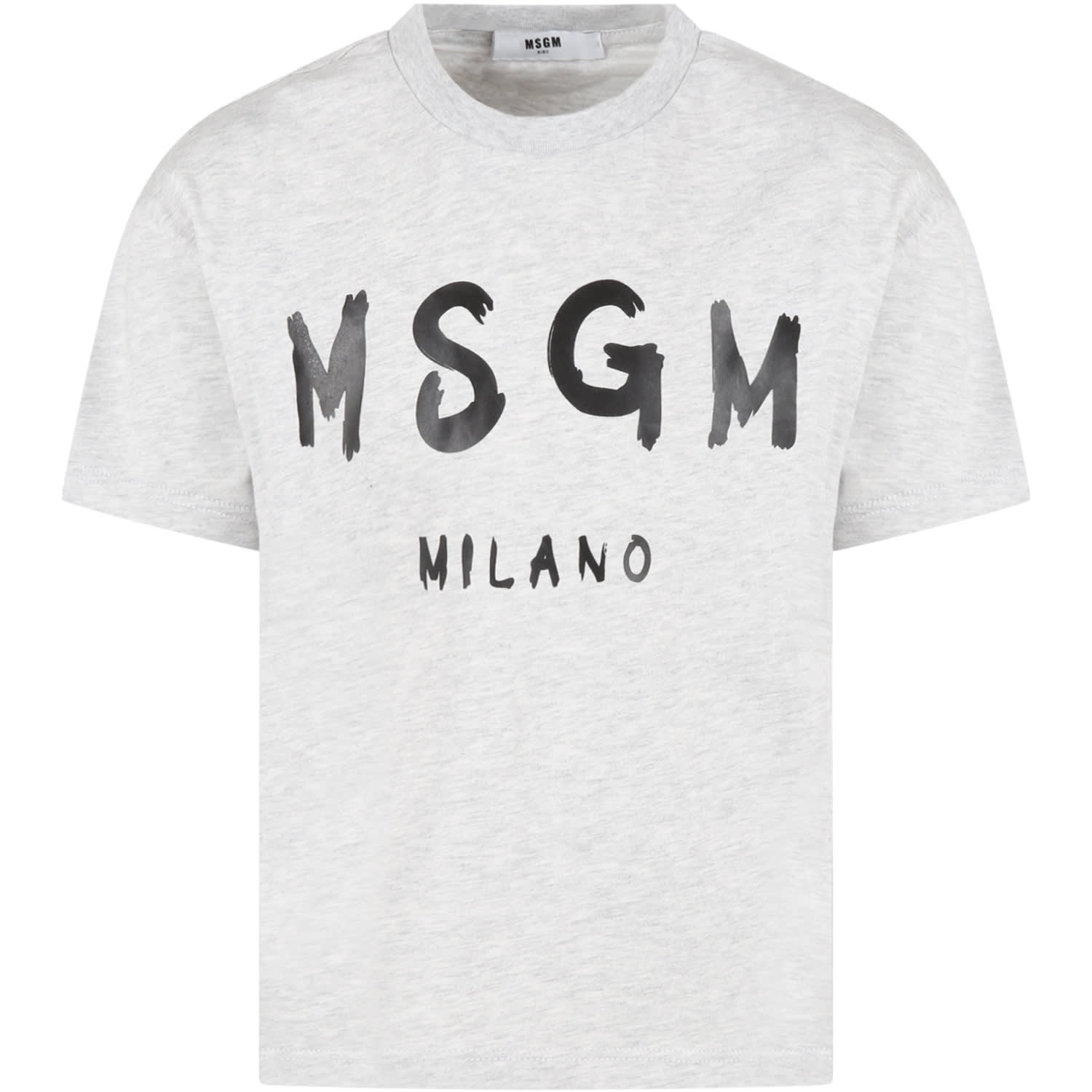 MSGM Gray T-shirt For Kids With Black Logo