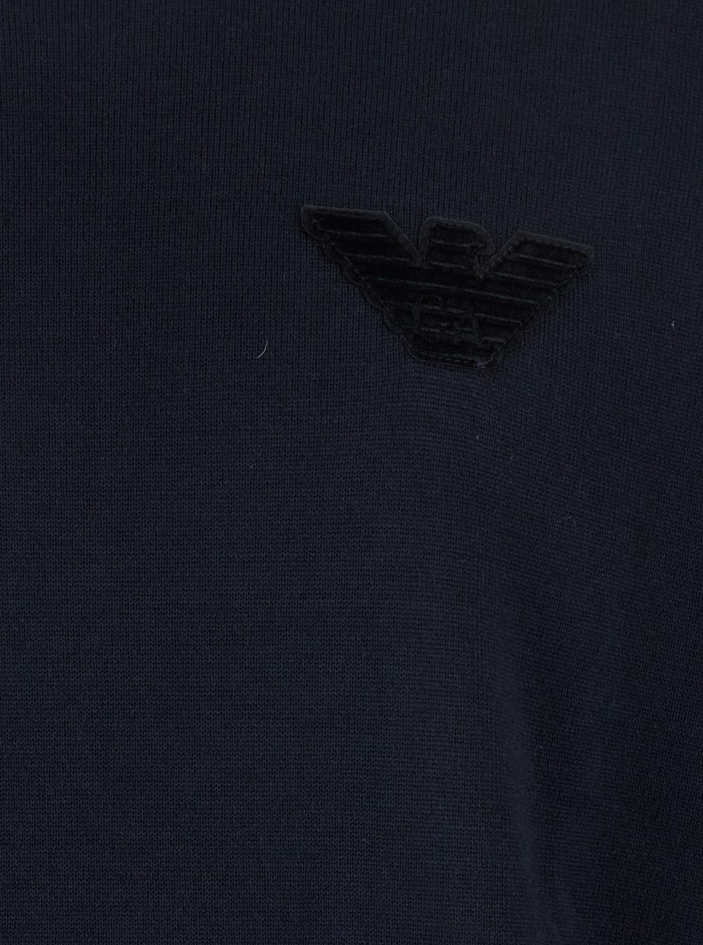Emporio Armani Black Crewneck Sweater With Logo Embroidery On The Front In Wool Man In Blue