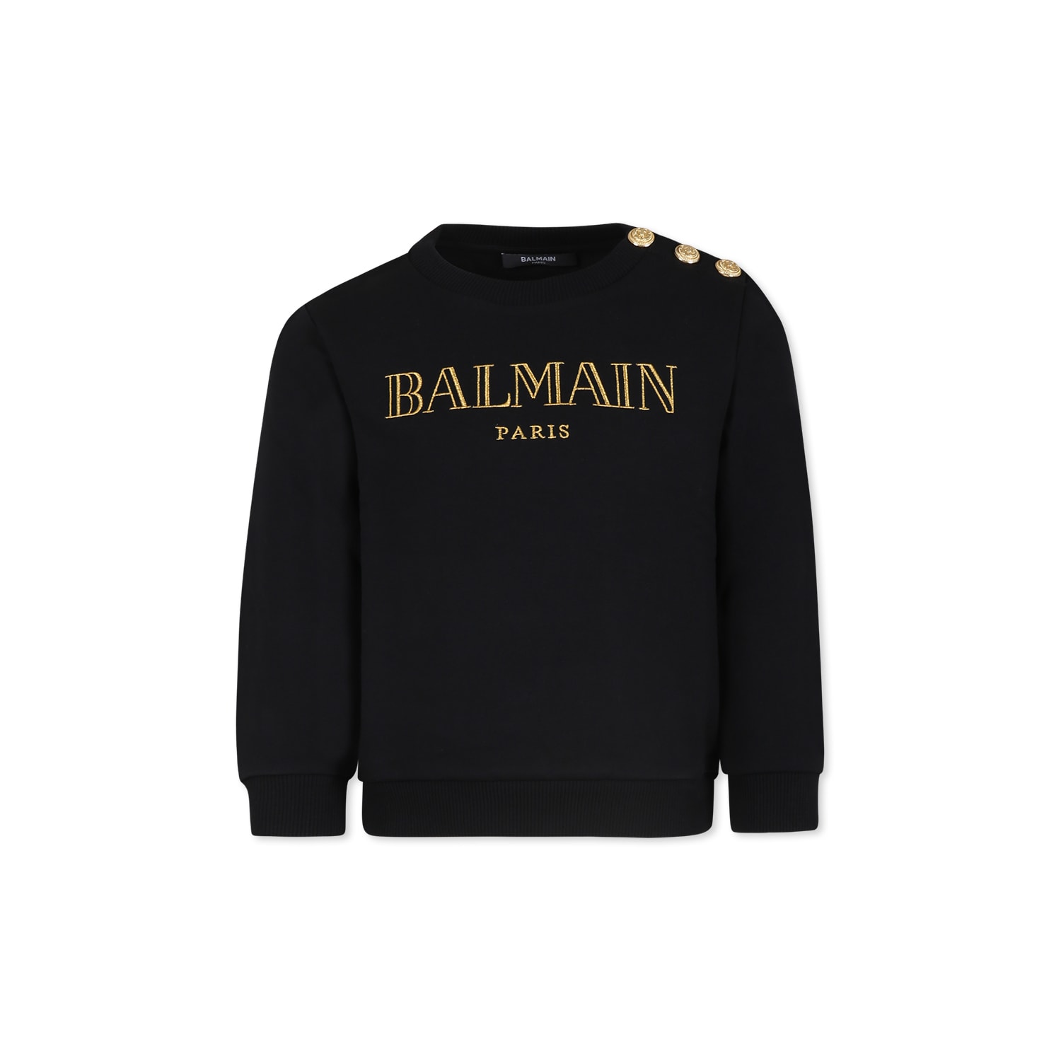 Shop Balmain Black Sweatshirt For Girl With Logo