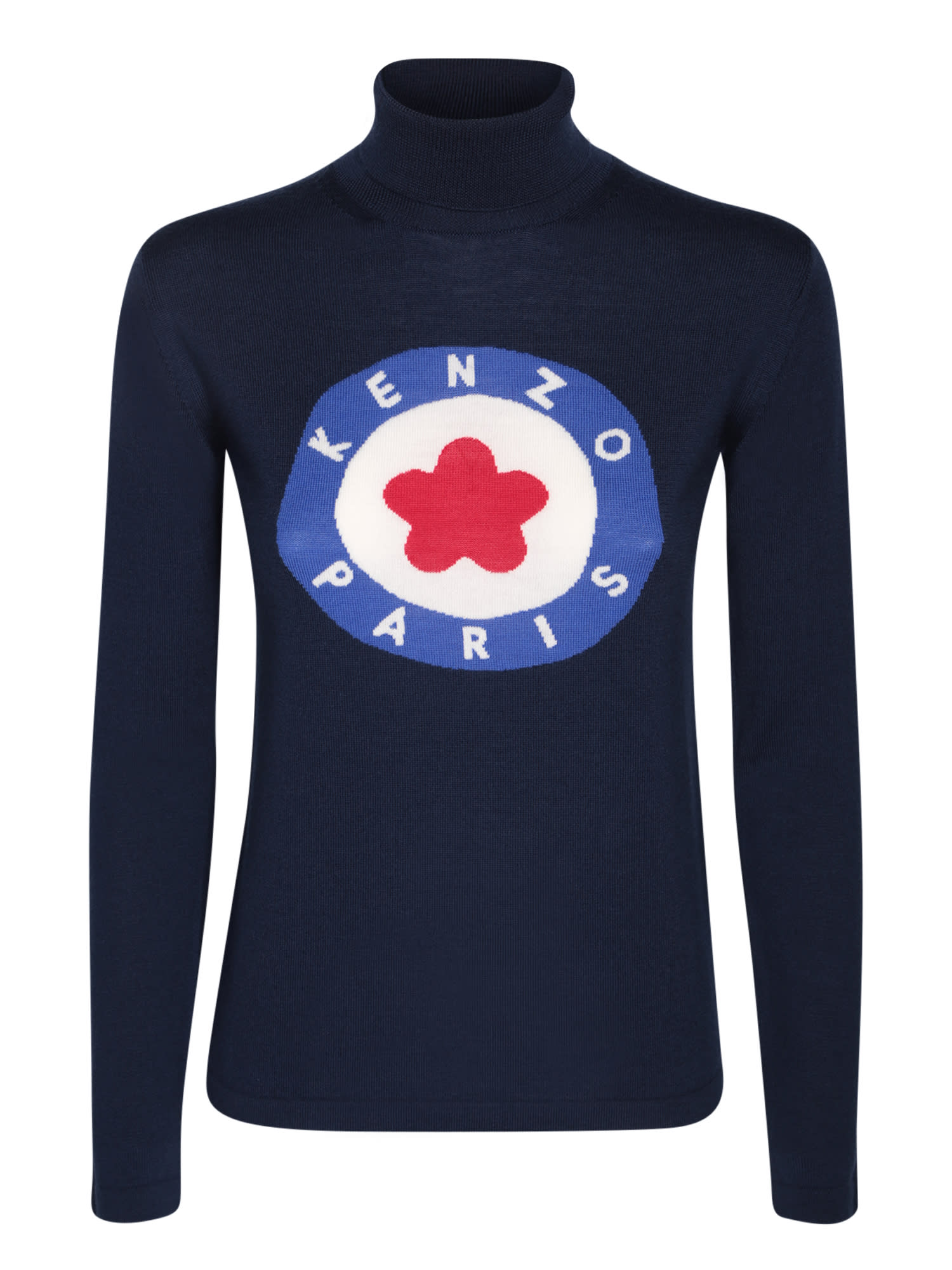 Shop Kenzo Intarsia-knit Logo Jumper In Blue