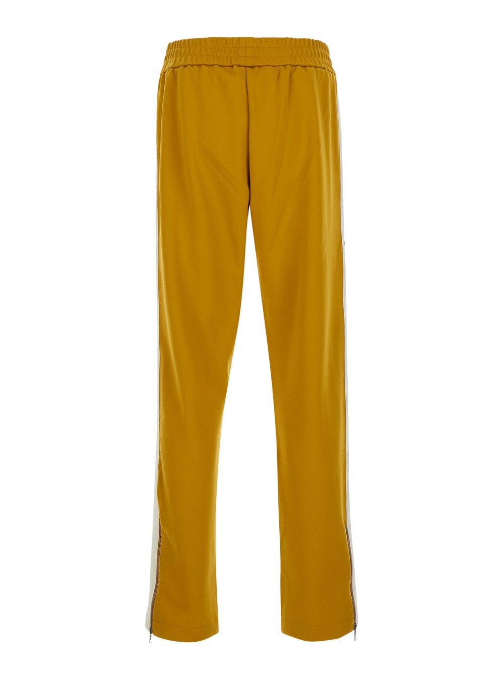 Shop Palm Angels Orange High Waist Pants With Logo Lettering On The Front In Tech Fabric Man