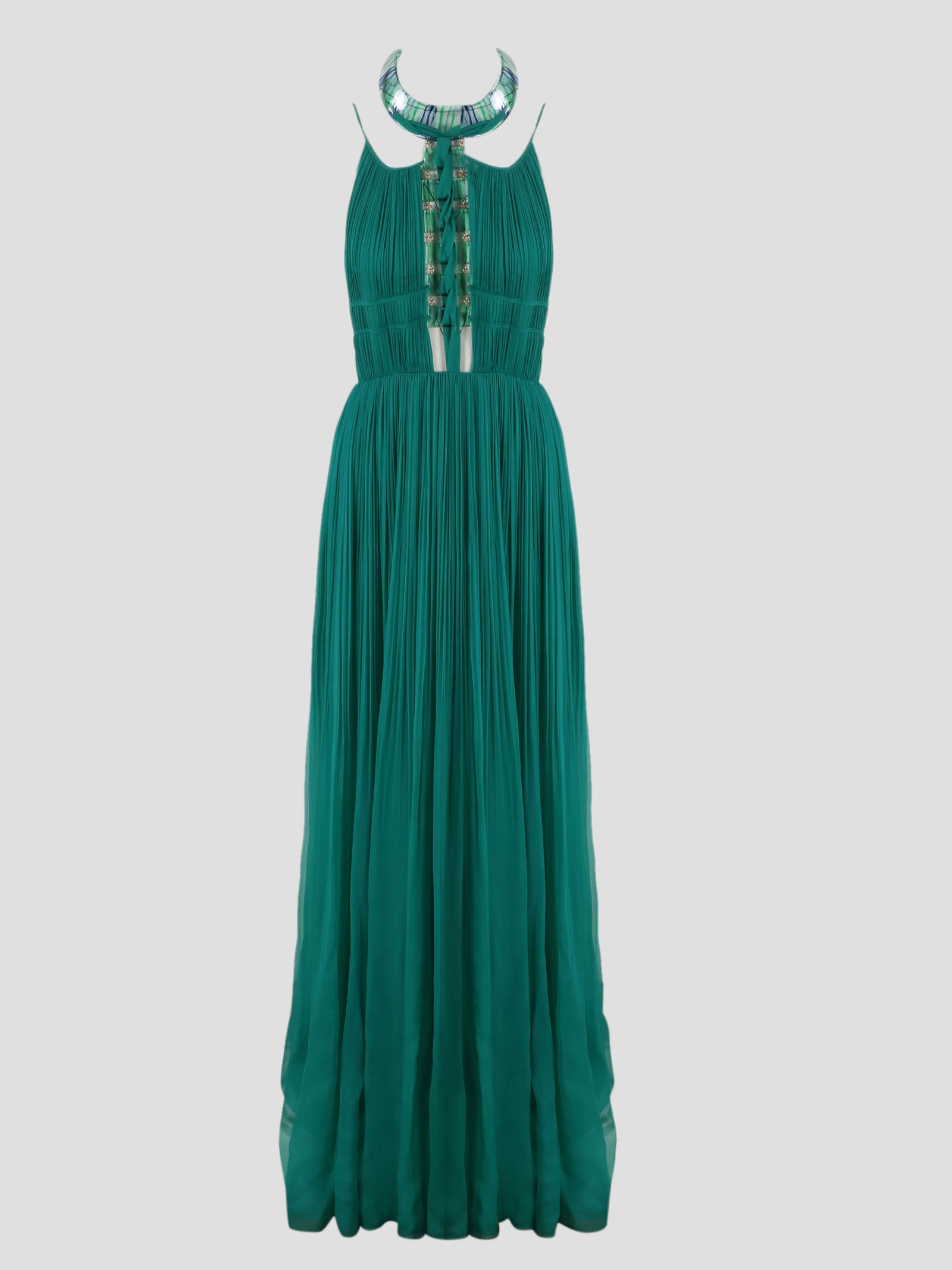 Alberta Ferretti Chiffon Long Dress With Jewel Details