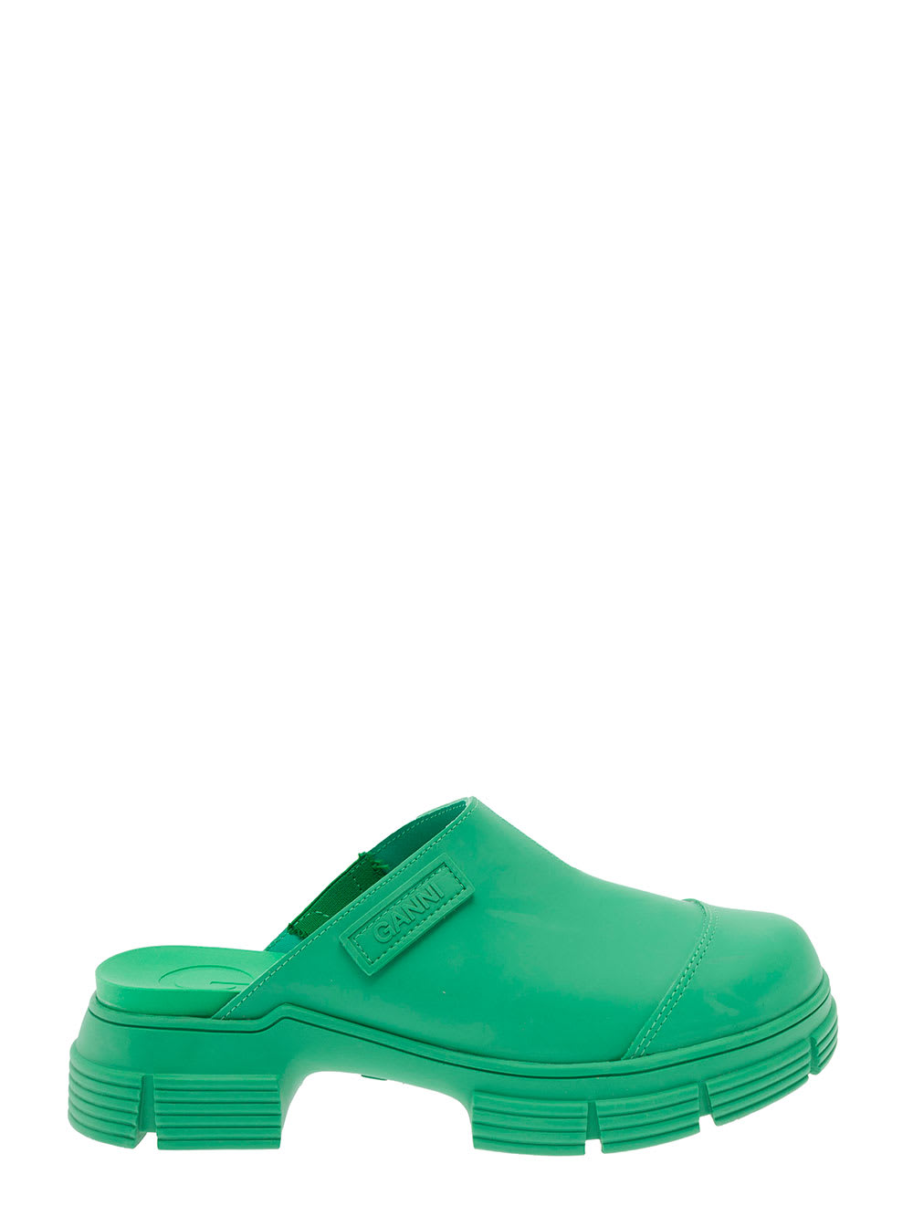 Ganni Green Recycled Rubber Mules Woman