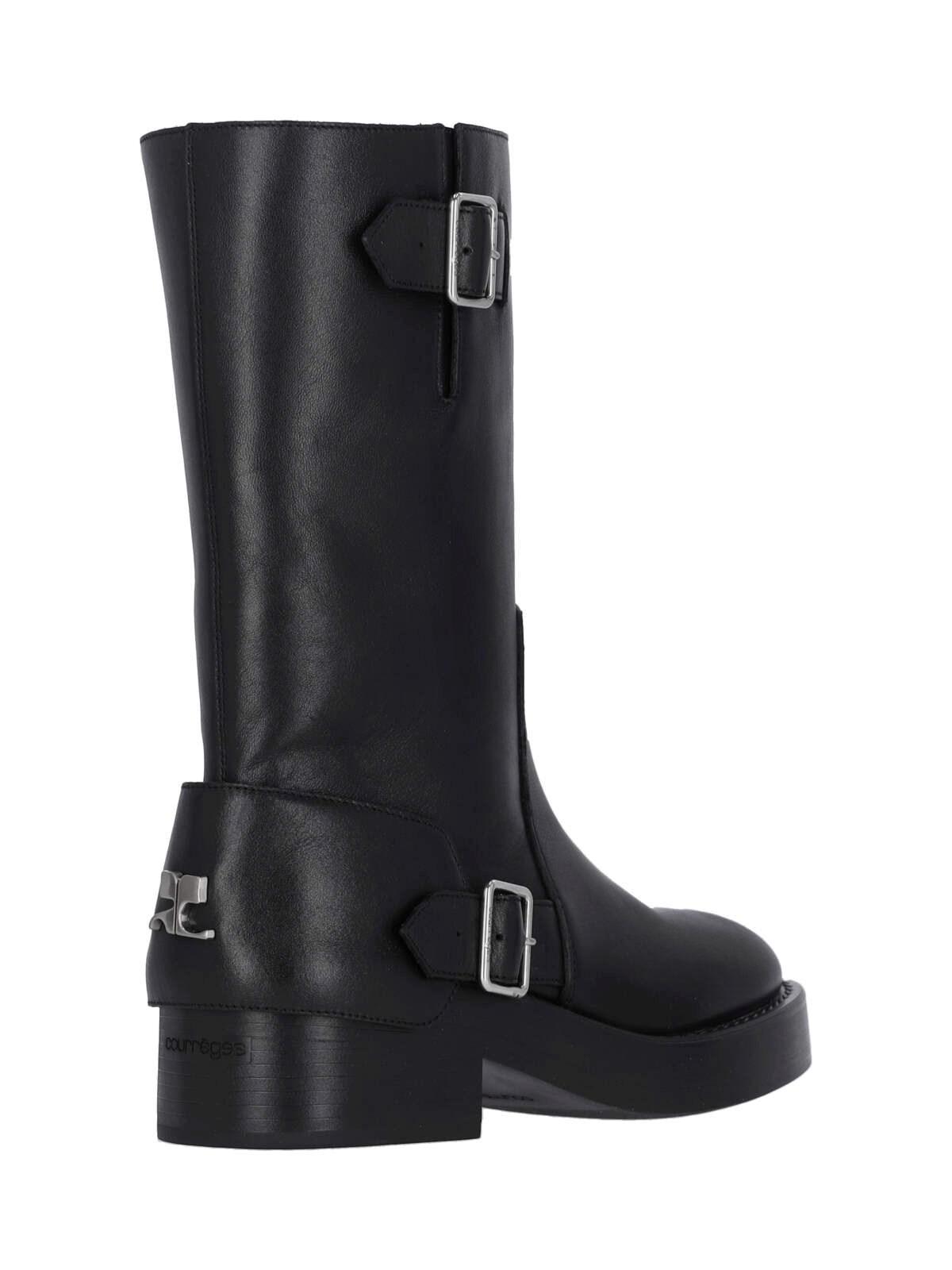 Shop Courrèges Boots With Americana Straps In Black